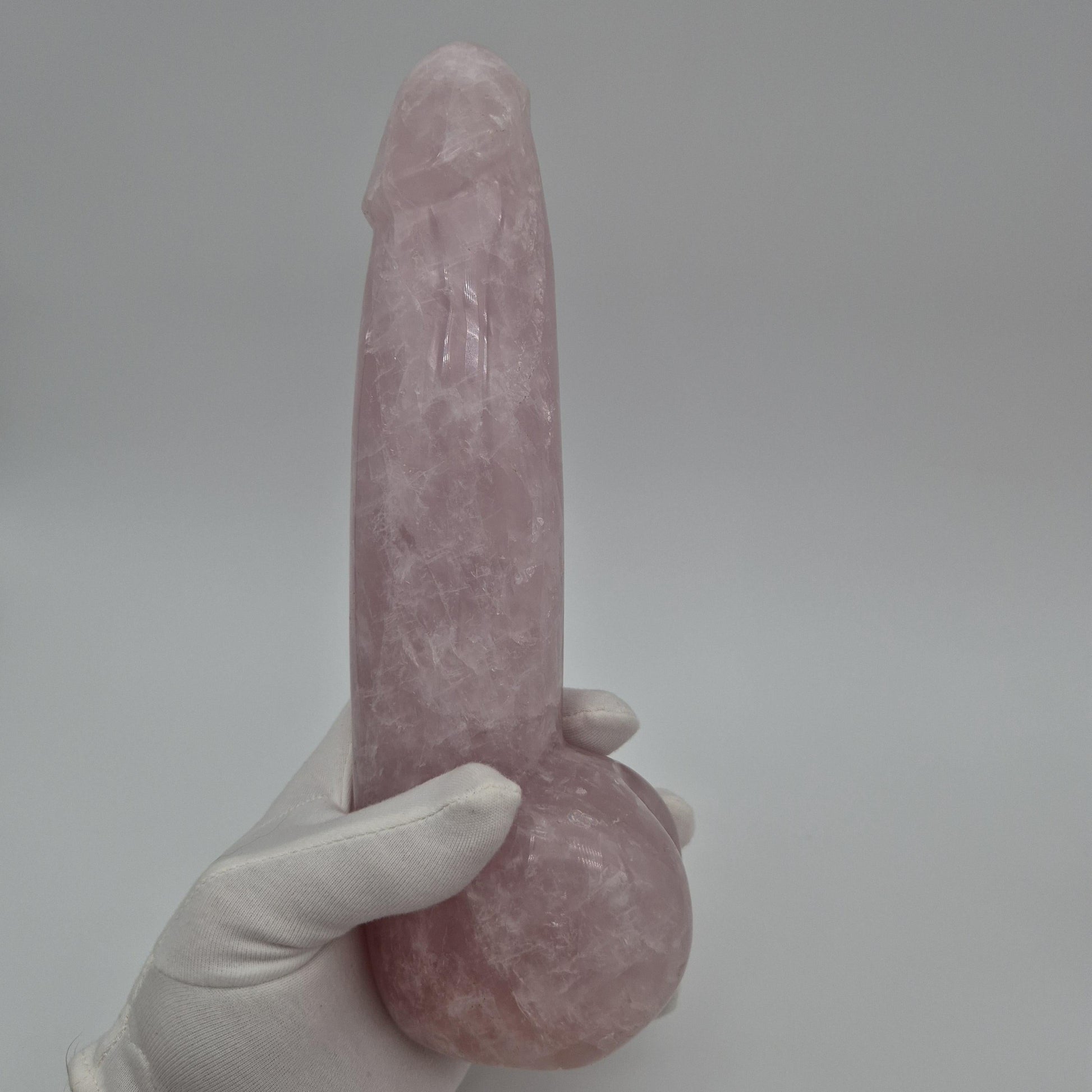 Rose Quartz Penis Sculpture - Unique Hand-Carved Crystal Art Optional LED Display Stand Crystal Hoarder