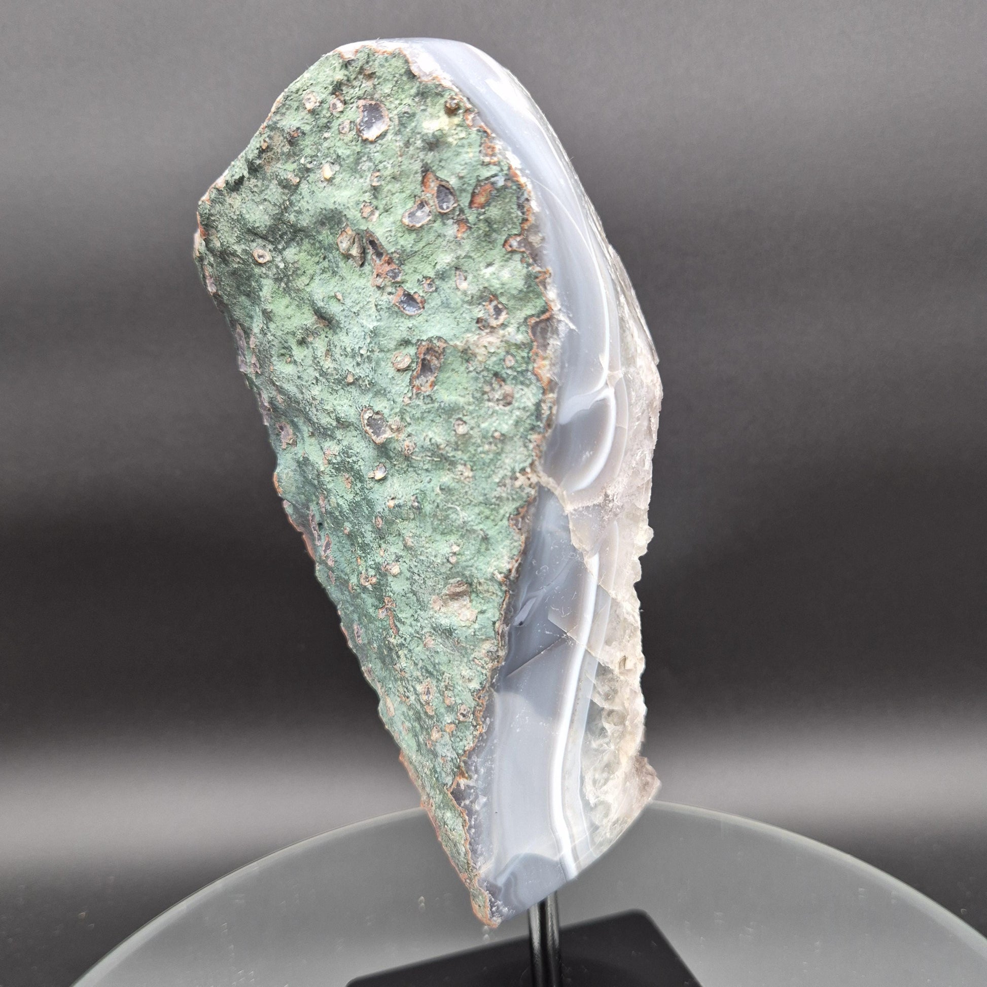 Druzy Amethyst with Hematite Blue Banded Agate on Stand Brazil 5.42 lbs 10x5x4 Crystal Display Crystal Hoarder