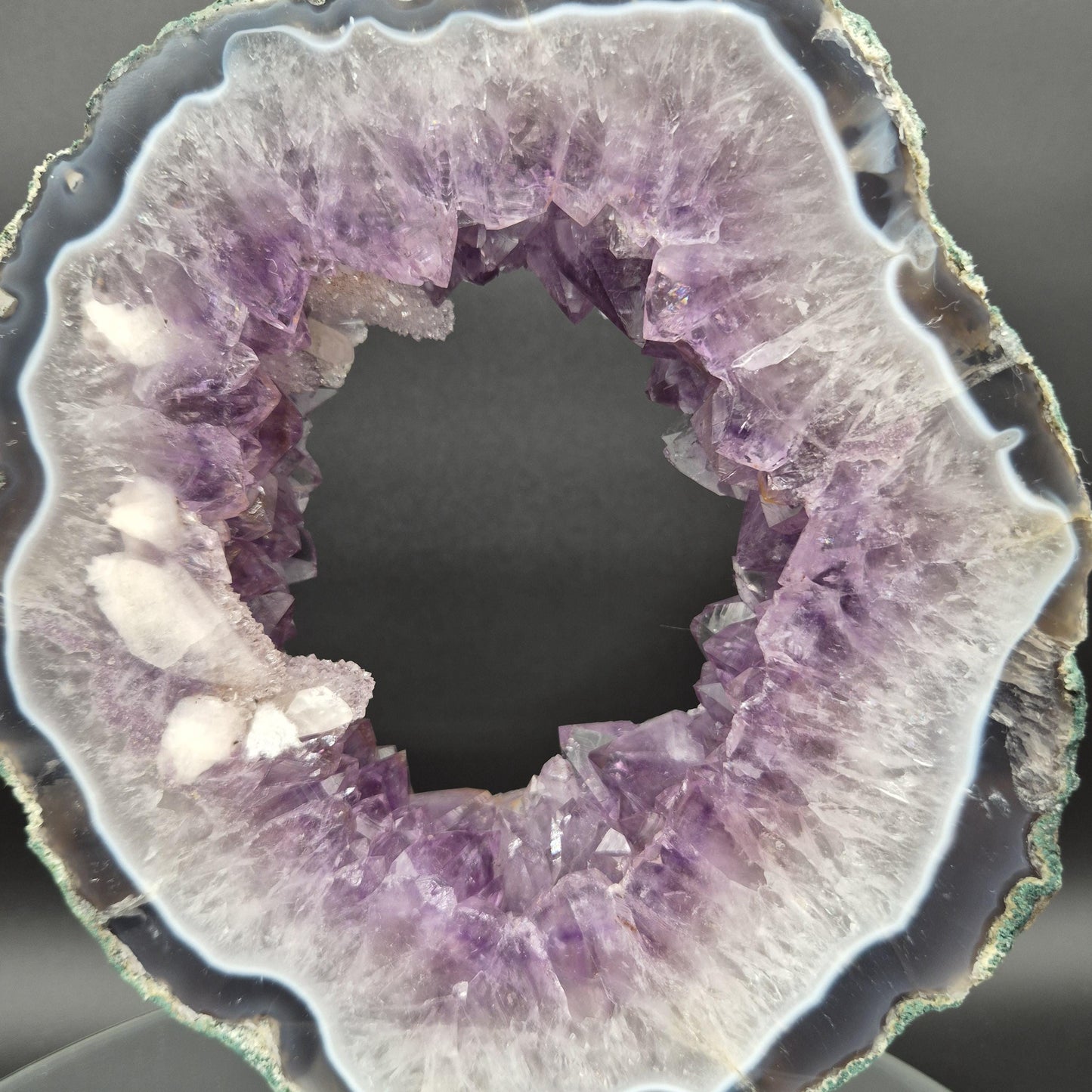 Super Rare AAA+ Amethyst Portal with UV Reactive Calcite Quartz Blue Agate Brazil 5.07 lbs 9.5x7.5x1.5 Collector Crystal Crystal Hoarder