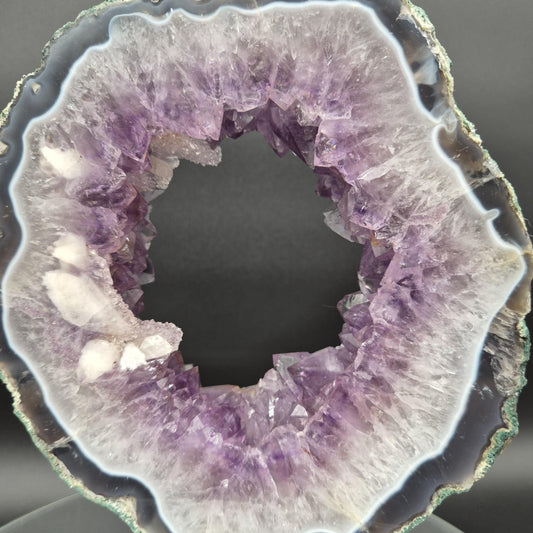 Super Rare AAA+ Amethyst Portal with UV Reactive Calcite Quartz Blue Agate Brazil 5.07 lbs 9.5x7.5x1.5 Collector Crystal Crystal Hoarder