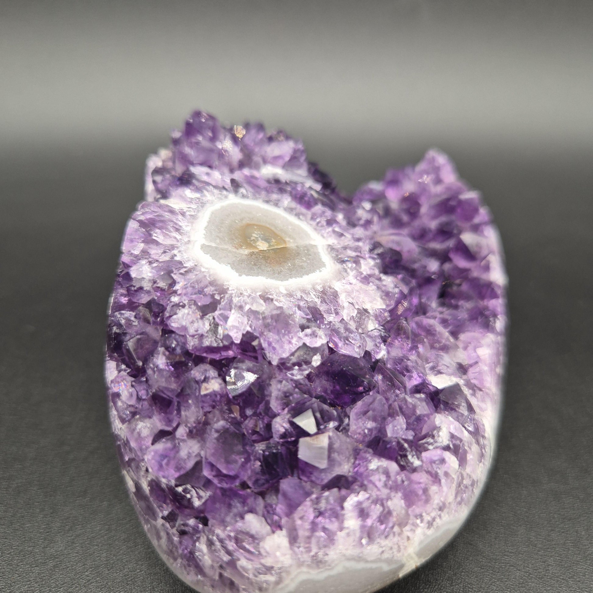 AAA+ Dark Purple Amethyst with Large Stalactite Eye Freeform - Uruguay Specimen - 5 x 3.5in - 1.92 lbs - Collector Display Crystal Hoarder