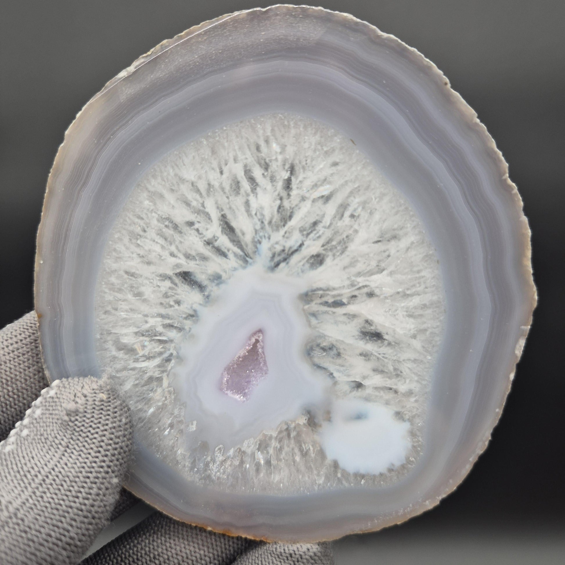 Set of 10 Translucent Agate Slices - 4in Round | One Amethyst Druzy | Natural Quartz | 2.45 lbs Crystal Hoarder