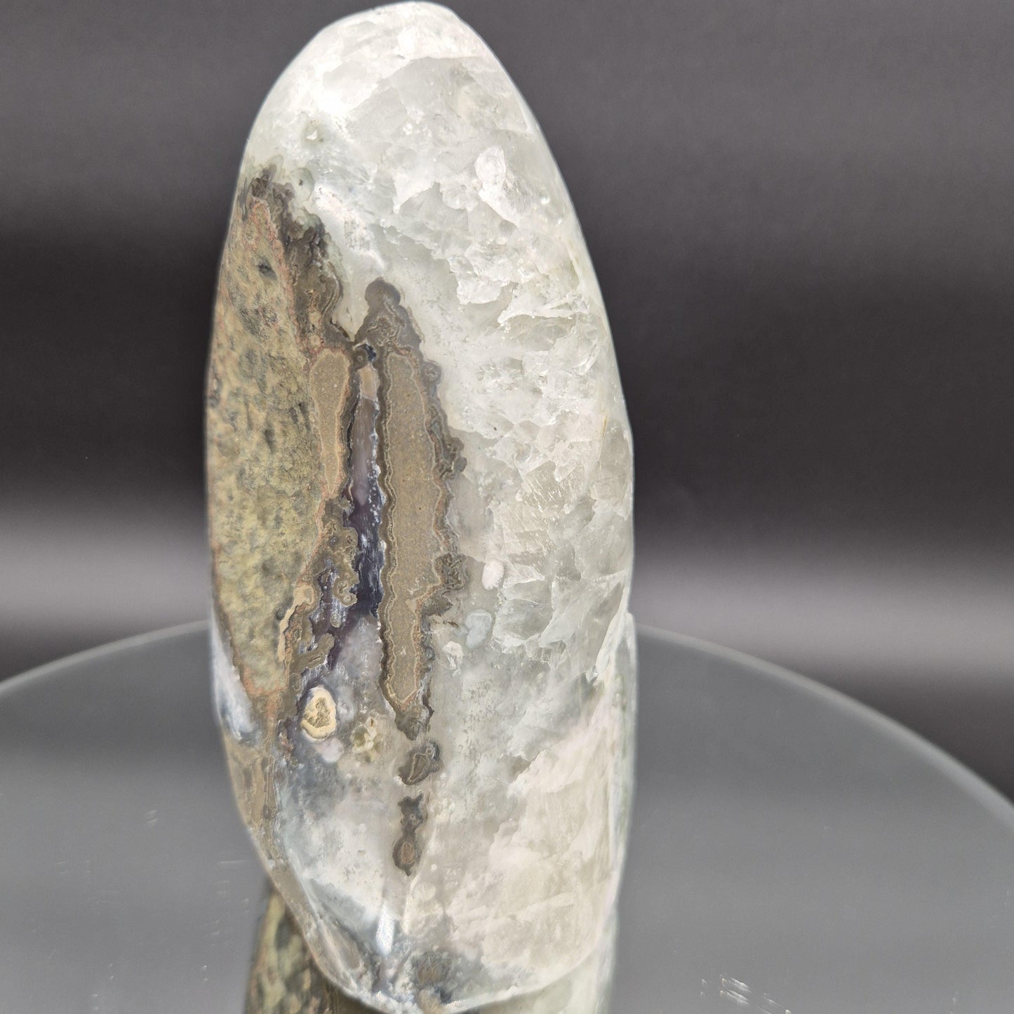 Green Amethyst Druzy with Calcite Cut Base 4.34 lbs 7x4x4 Uruguay Crystal Hoarder