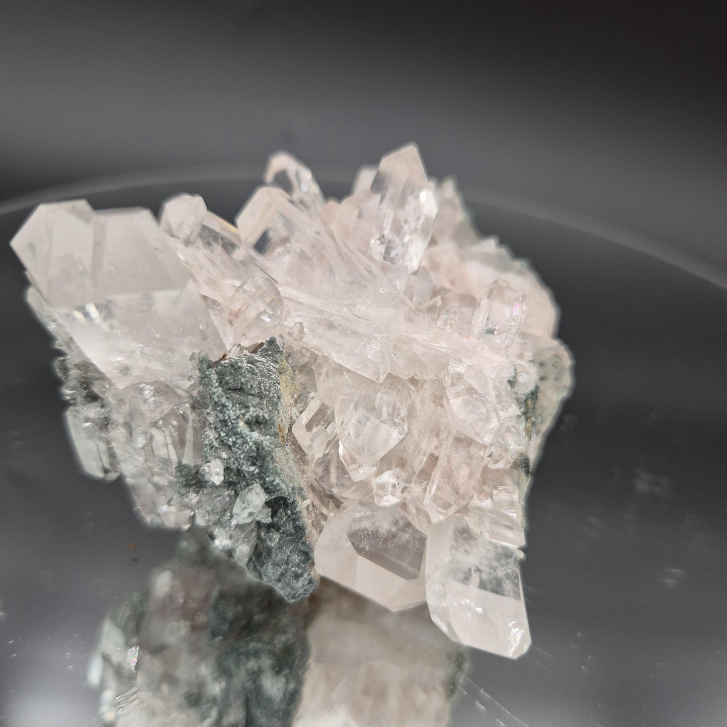 Super Rare AAA+ Pink Lemurian Quartz Cluster with Clear Faden Points, Chlorite & Fuchsite | Colombia | 0.74 lbs Crystal Hoarder