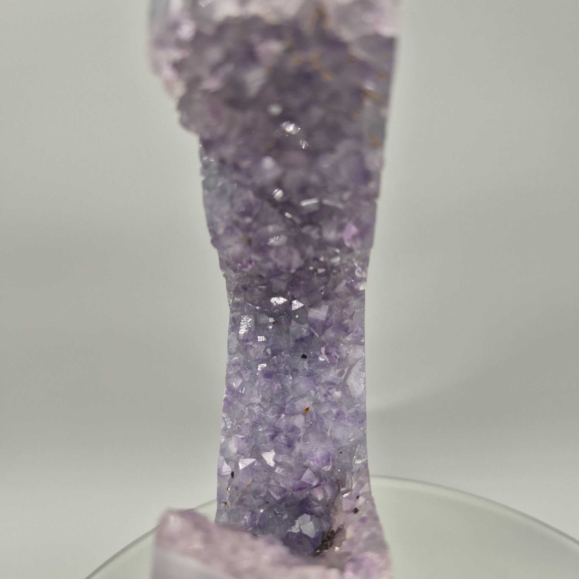 Rare Druzy Amethyst with Blue Banded Agate – Moon Shape – Brazil Crystal Hoarder