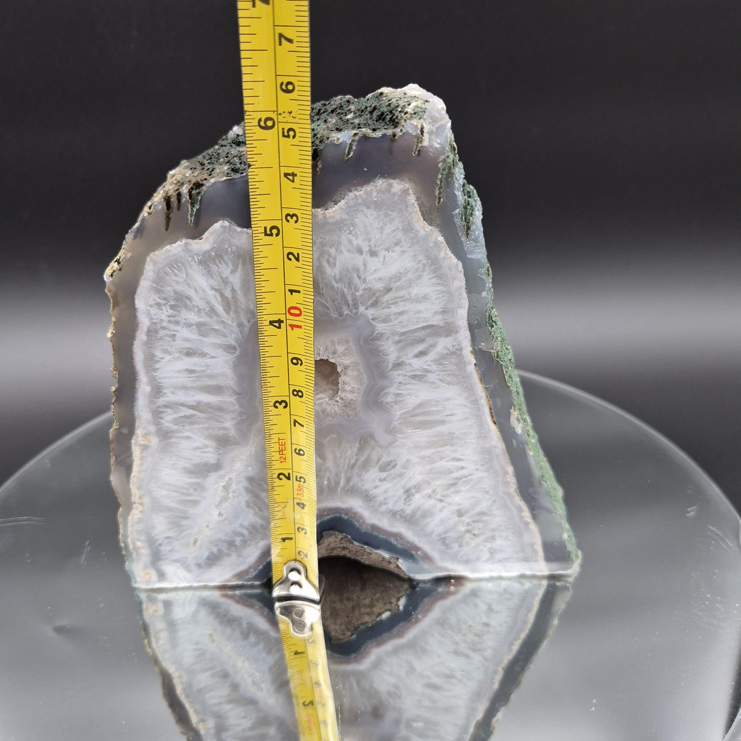 5.06 lb Druzy Amethyst with Blue Agate Cut Base – 6"x6"x2.5" – Brazil Crystal Hoarder