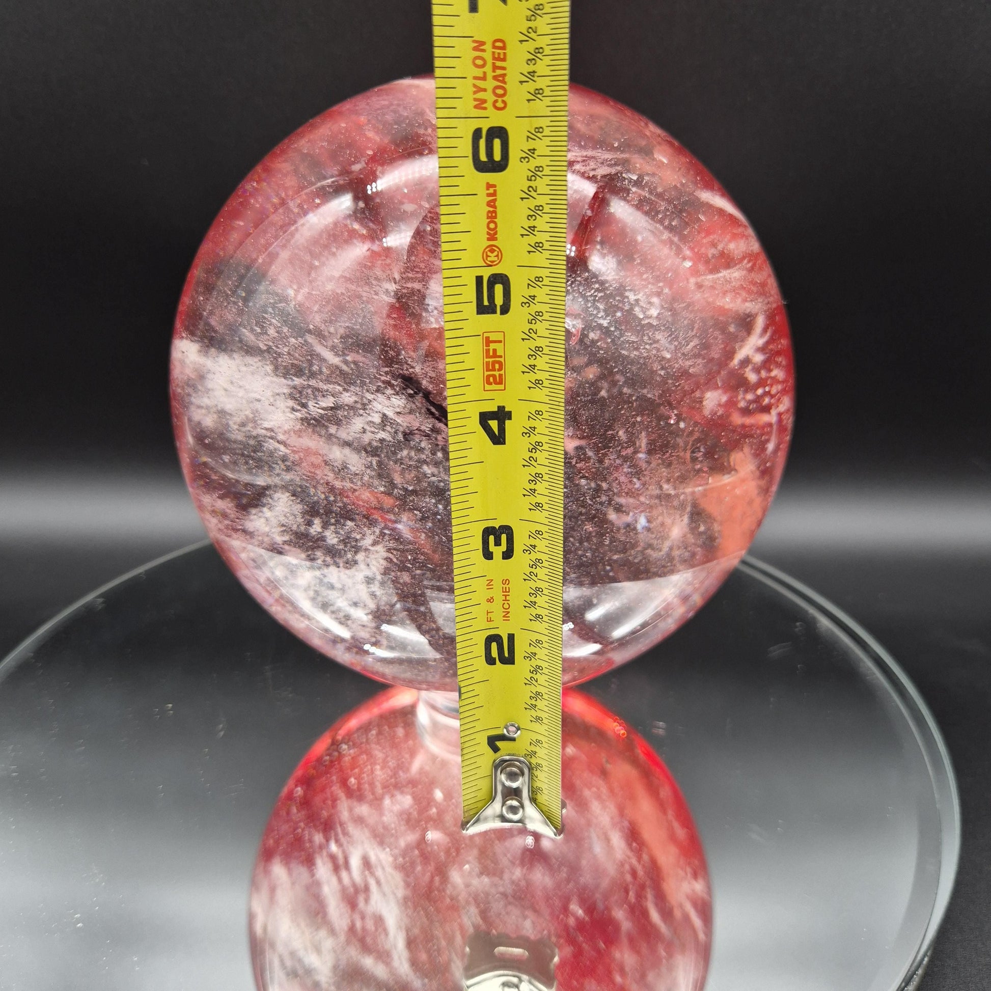 12.65 lbs - 6.5in (165mm) Huge AAA+ Red Smelt Quartz Sphere  Crystal Ball - Deep Red Glass Sphere - Optional LED Light Base Crystal Hoarder