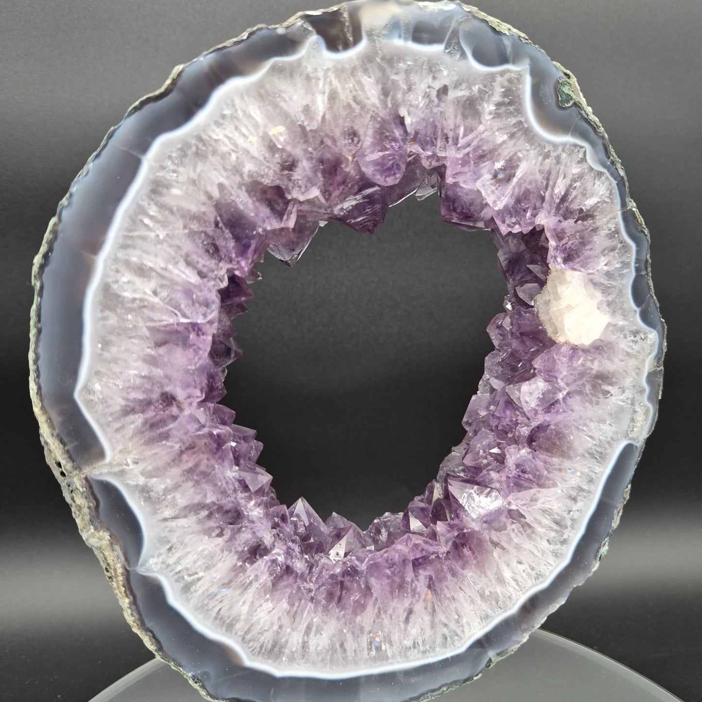 AAA+ Super Rare Amethyst Portal with UV Reactive Calcite Blue Agate 10.5x7.5x1.5 5.12 lbs Brazil Crystal Hoarder
