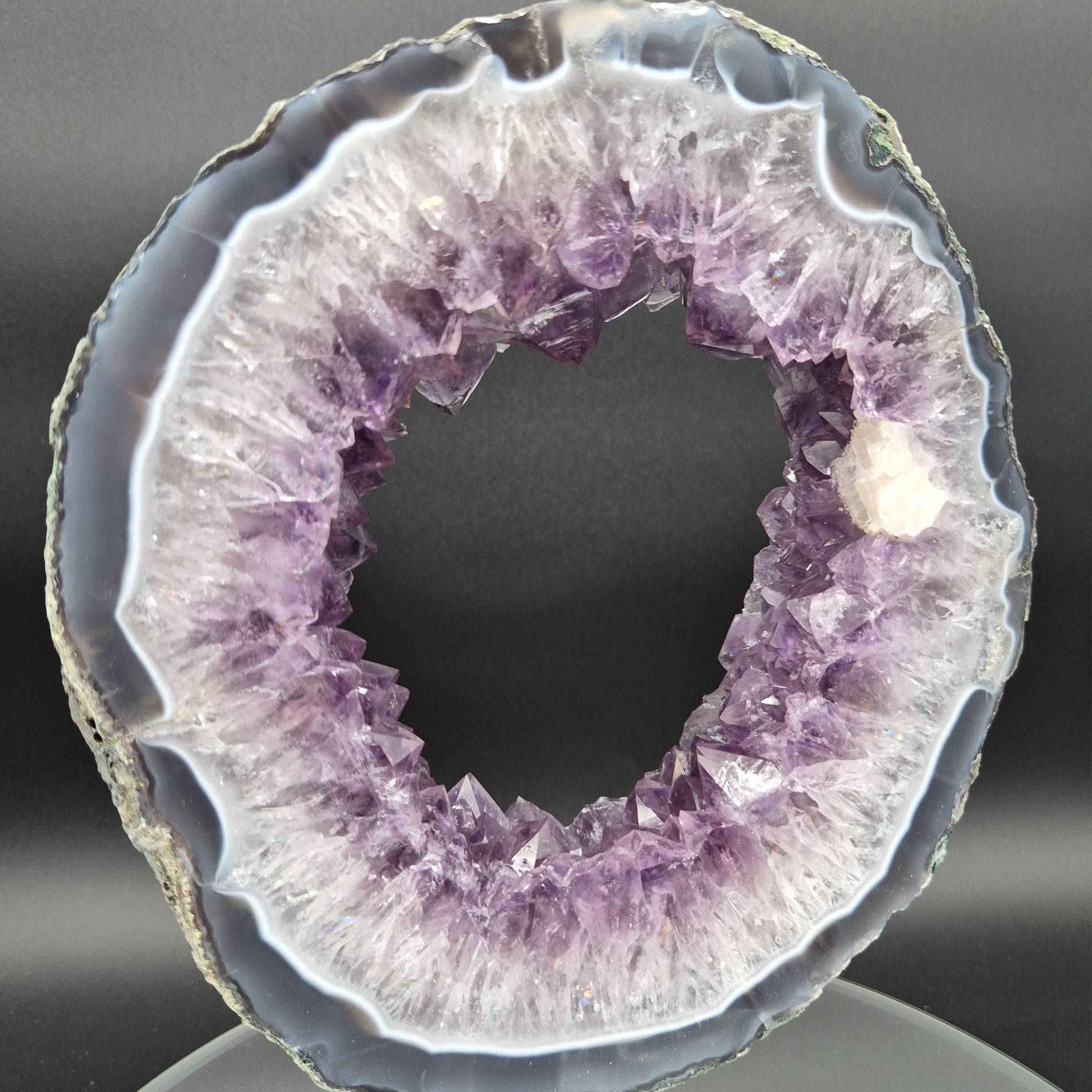 AAA+ Super Rare Amethyst Portal with UV Reactive Calcite Blue Agate 10.5x7.5x1.5 5.12 lbs Brazil Crystal Hoarder