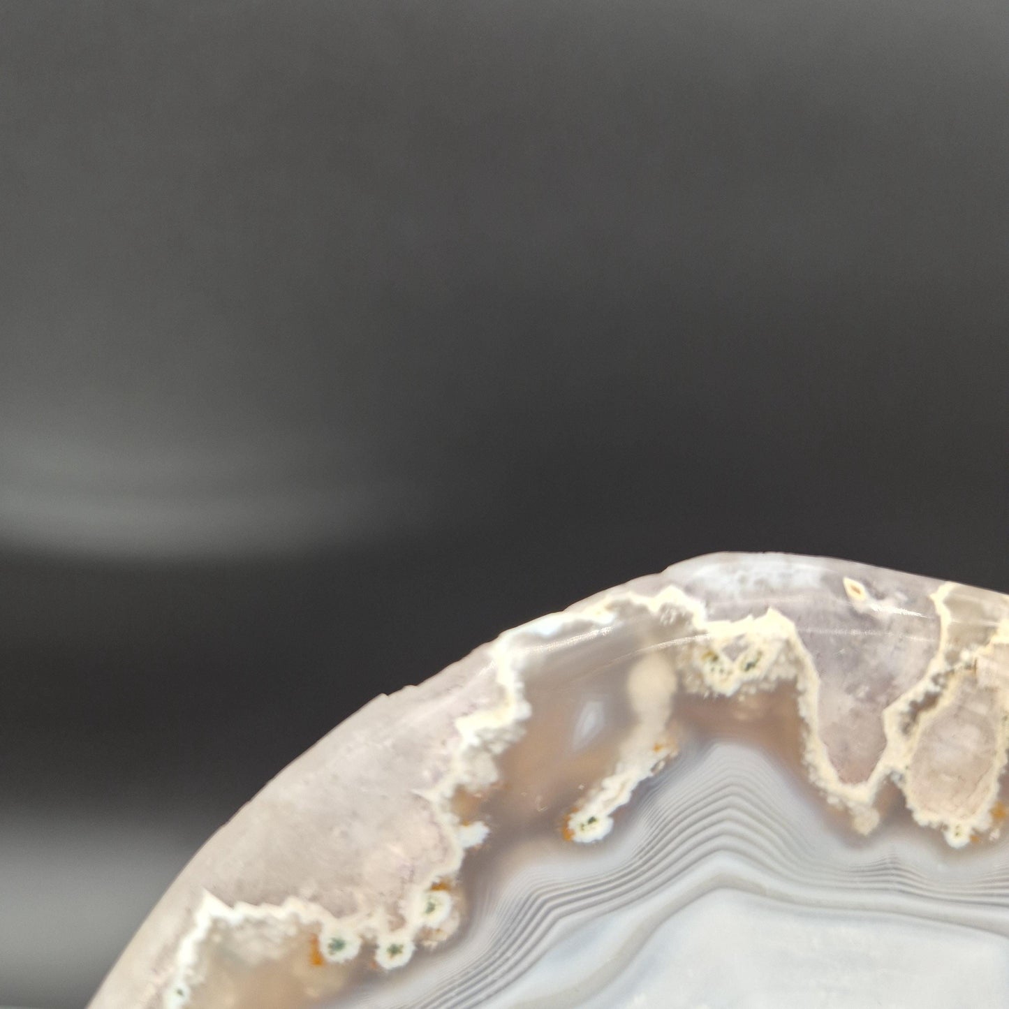 AAA+ Blue Banded Agate Druzy Bowl Brazil 8x6x1 1.72 lbs - Can be Backlit Crystal Hoarder