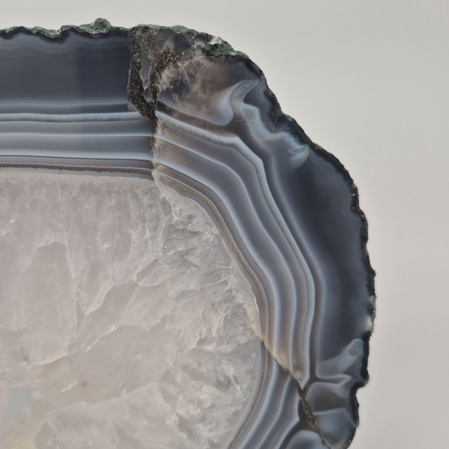 AAA+ Blue Banded Agate & Quartz Slab on Stand - Brazil - Backlit Crystal Display Crystal Hoarder