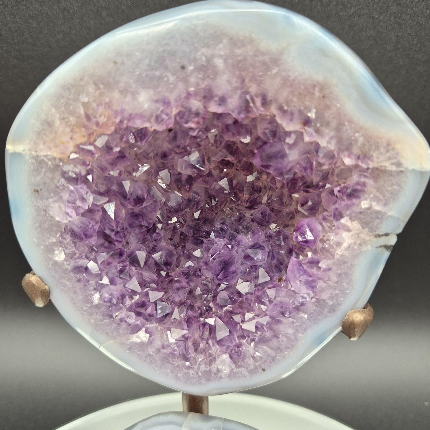 AAA Plus Amethyst Geode Jewelry Box Blue Banded Agate Decorative Crystal Display Piece 8.95 lb 8x7.5x6 Crystal Hoarder