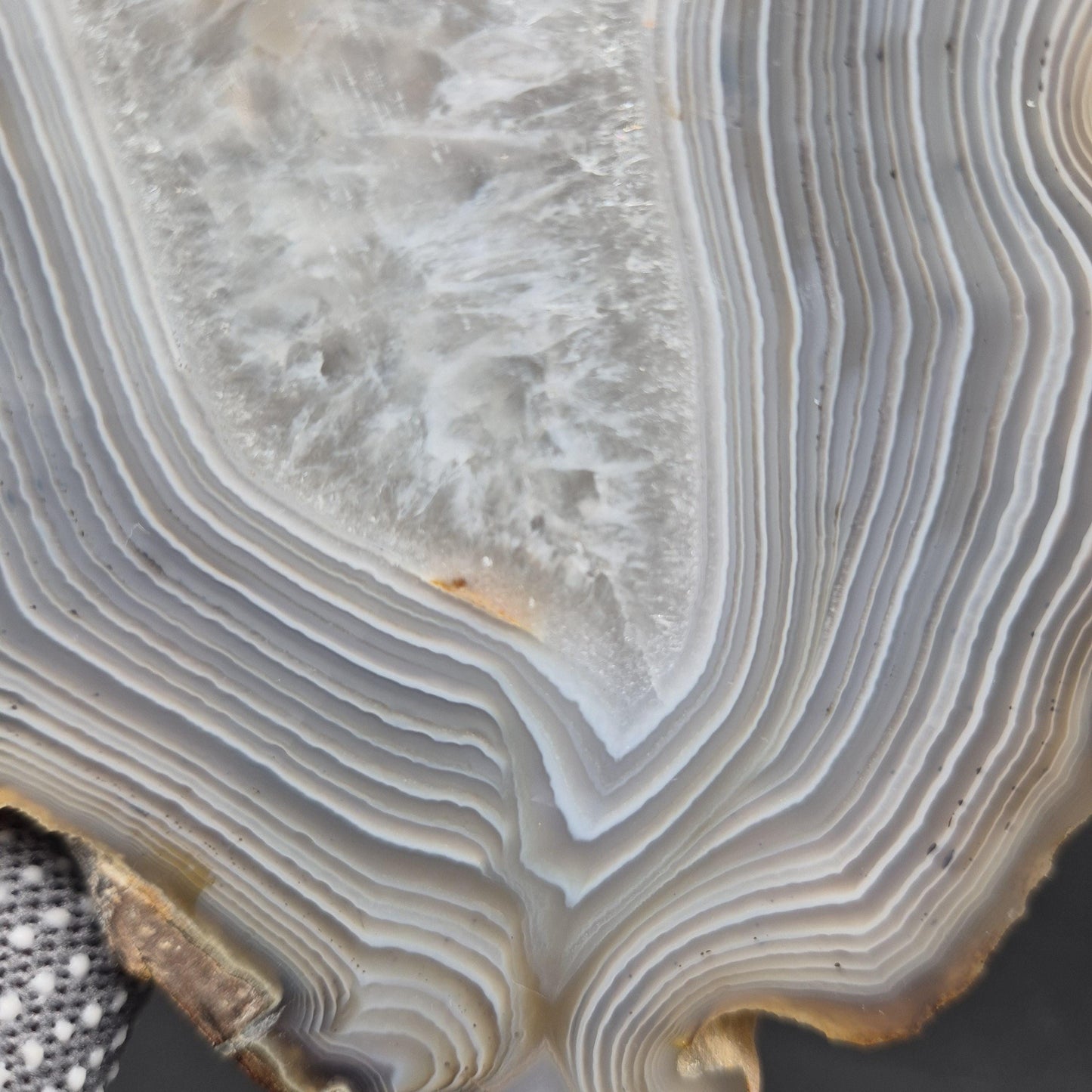 AAA+ Quartz with Tight Blue Banded Agate Double Sided Polished Uruguay 1.34 lbs Crystal Hoarder Crystal Hoarder