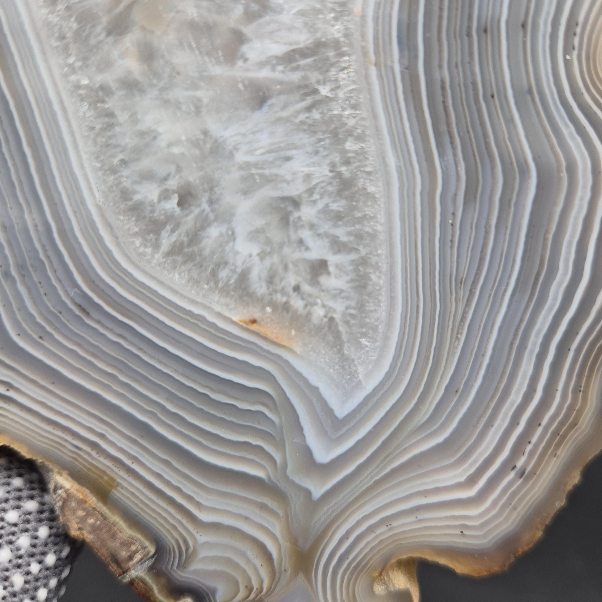AAA+ Quartz with Tight Blue Banded Agate Double Sided Polished Uruguay 1.34 lbs Crystal Hoarder Crystal Hoarder
