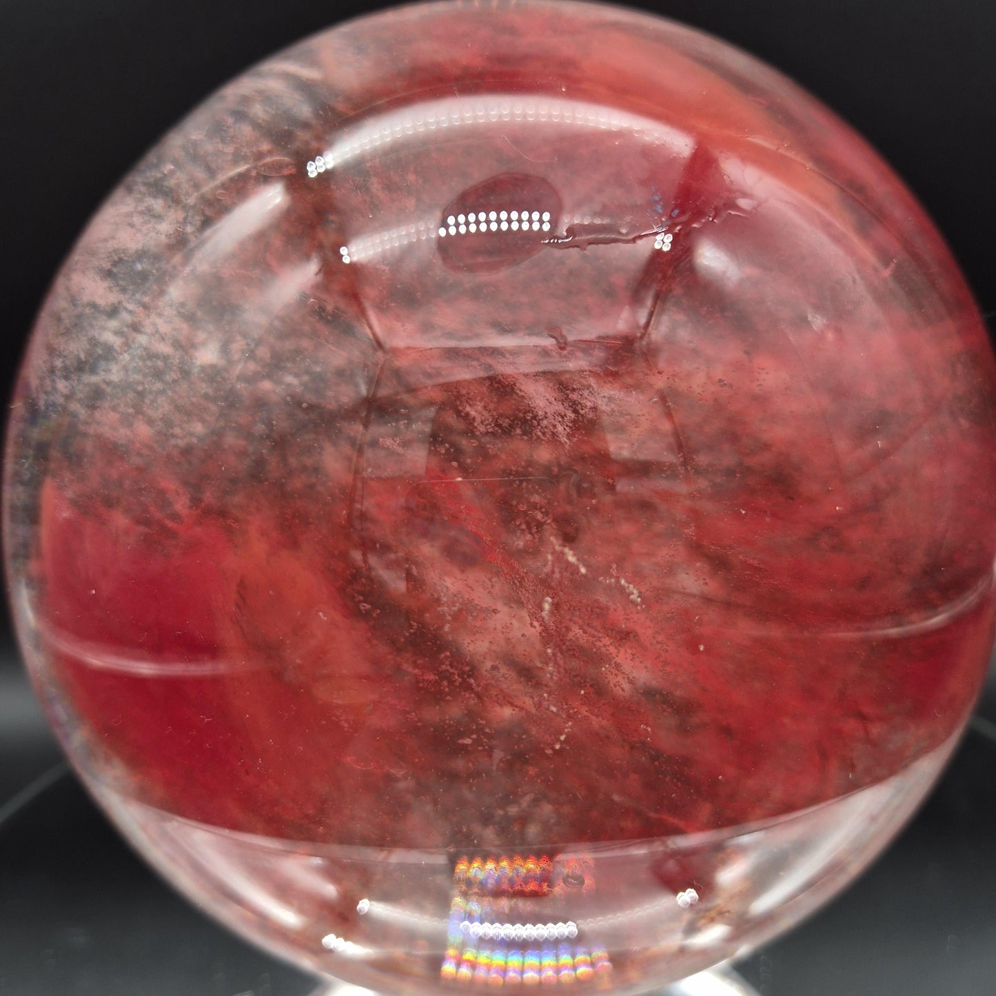 12.65 lbs - 6.5in (165mm) Huge AAA+ Red Smelt Quartz Sphere  Crystal Ball - Deep Red Glass Sphere - Optional LED Light Base Crystal Hoarder
