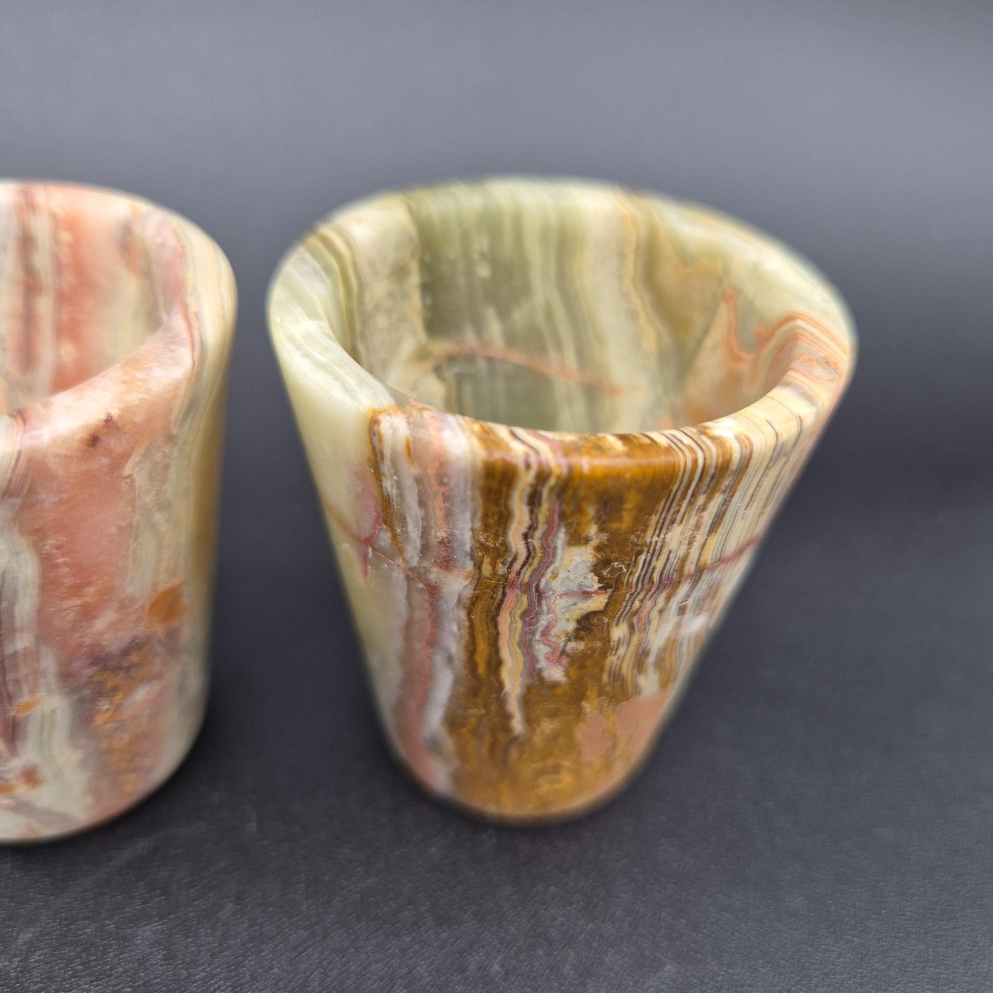 Set of 6 Green Onyx Shot Glasses | Natural Stone Drinkware | Hand Carved Crystal Cups | 2.25 inch Crystal Hoarder