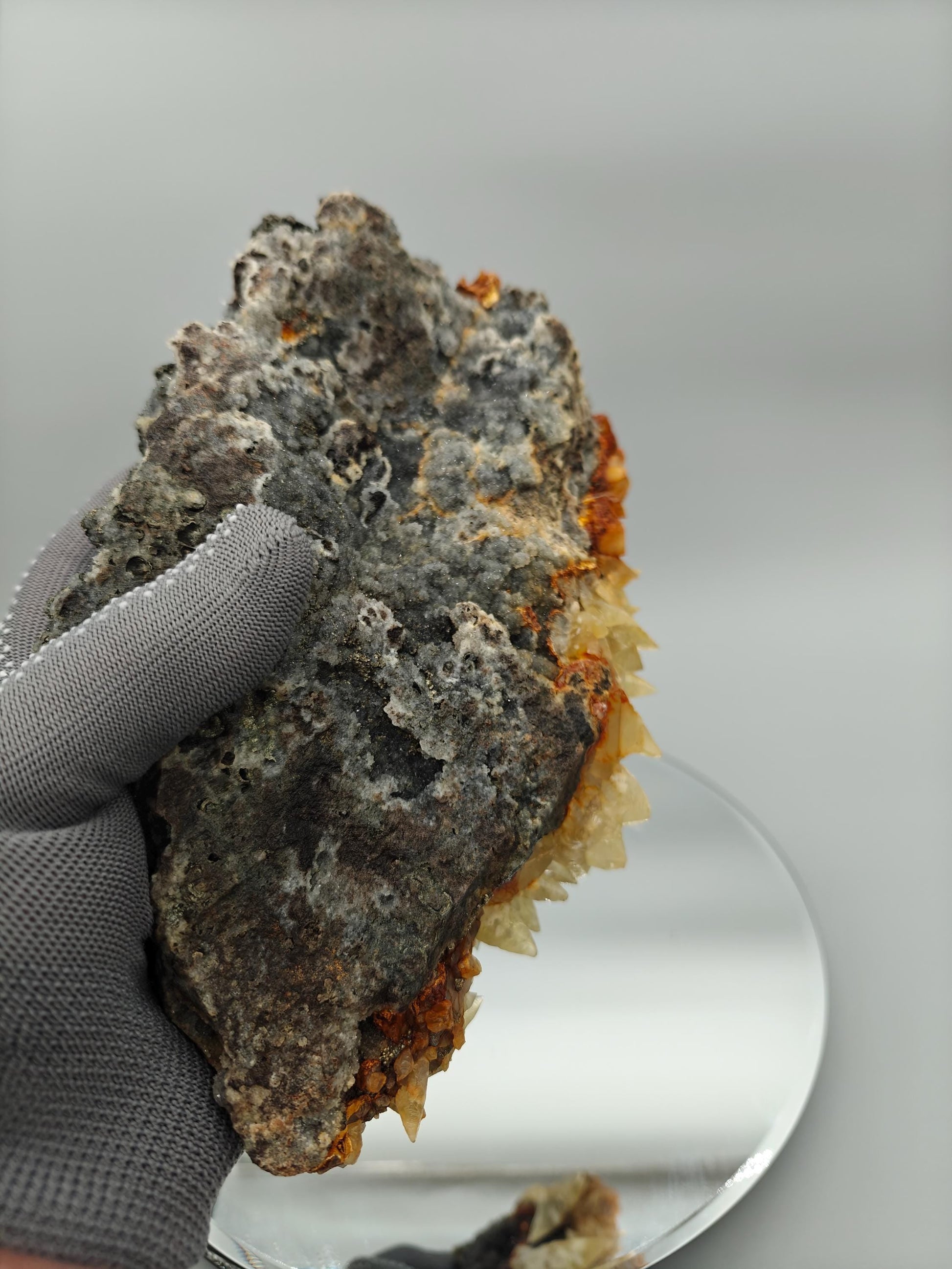 Huge Dogtooth Calcite with Chalcopyrite on Sparkling Quartz | Casteel Mine Missouri Crystal Hoarder