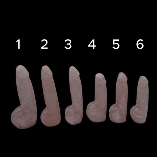 Rose Quartz Penis Sculptures - “The D Collection” - Carved Crystal Art, 6 Unique Sizes, Optional LED Display Stand Crystal Hoarder