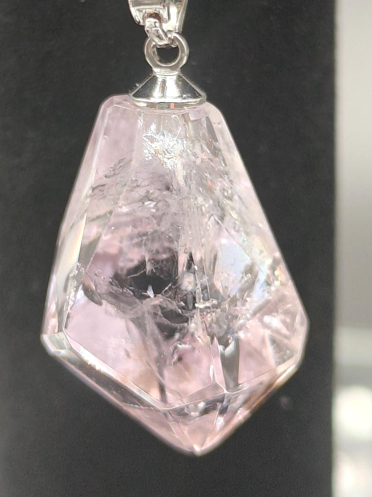Rose de France Amethyst Necklace - Brazil Amethyst Pendant on Anti-Tarnish Stainless Steel Chain  - 9in Chain Crystal Hoarder