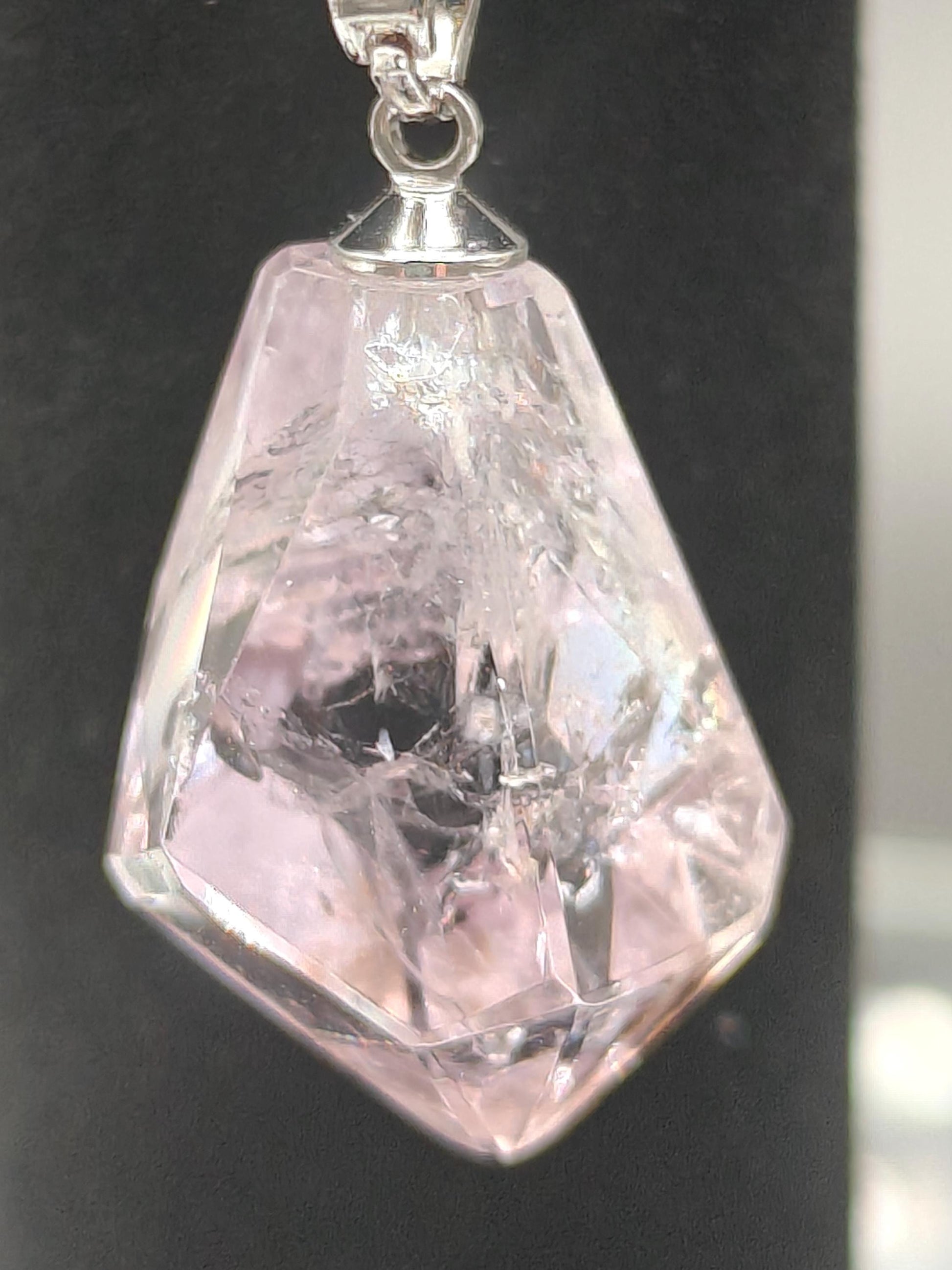 Rose de France Amethyst Necklace - Brazil Amethyst Pendant on Anti-Tarnish Stainless Steel Chain  - 9in Chain Crystal Hoarder