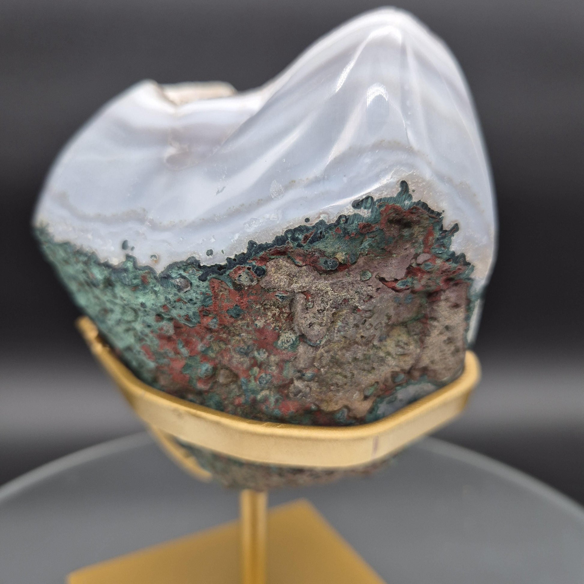 Druzy Amethyst with Hematite & Blue Banded Agate | 7 x 5in | 3.25 lb Crystal Specimen | Brazil Mineral Decor | Collector Statement Piece Crystal Hoarder