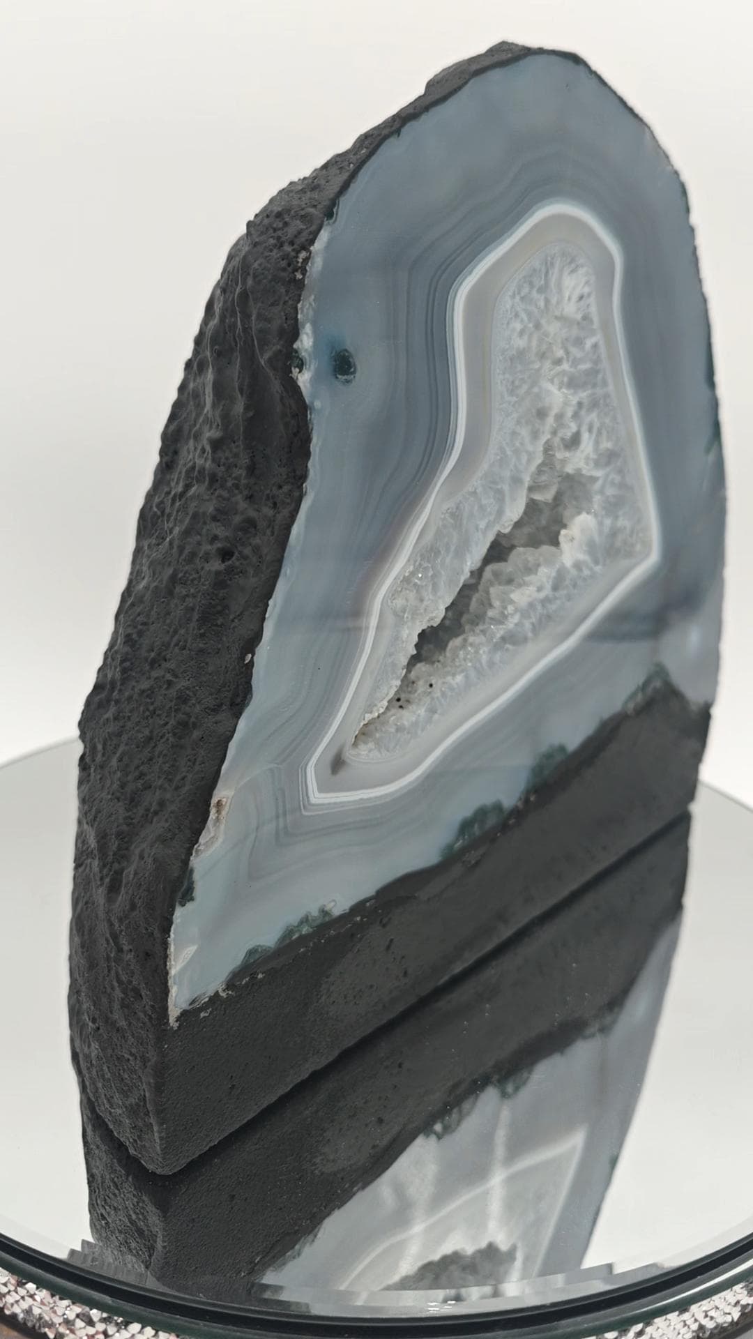 Blue Banded Agate Cathedral with Quartz - 14.53 lbs - Brazilian Agate Geode Display Crystal Hoarder