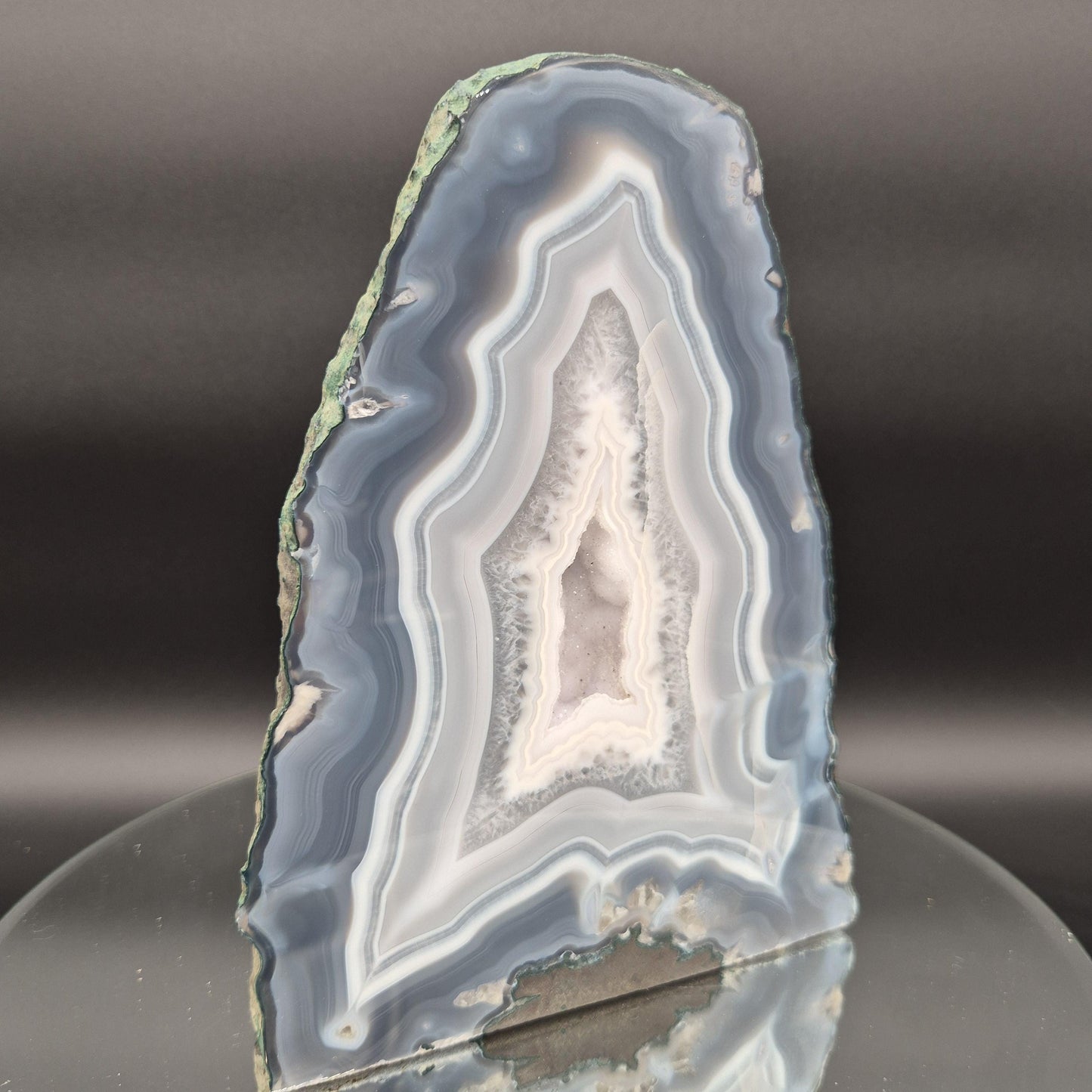 AAA+ Blue Banded Agate Cathedral with Druzy - 8.5 x 6in - 8.61 lbs - Collector Display Crystal Hoarder