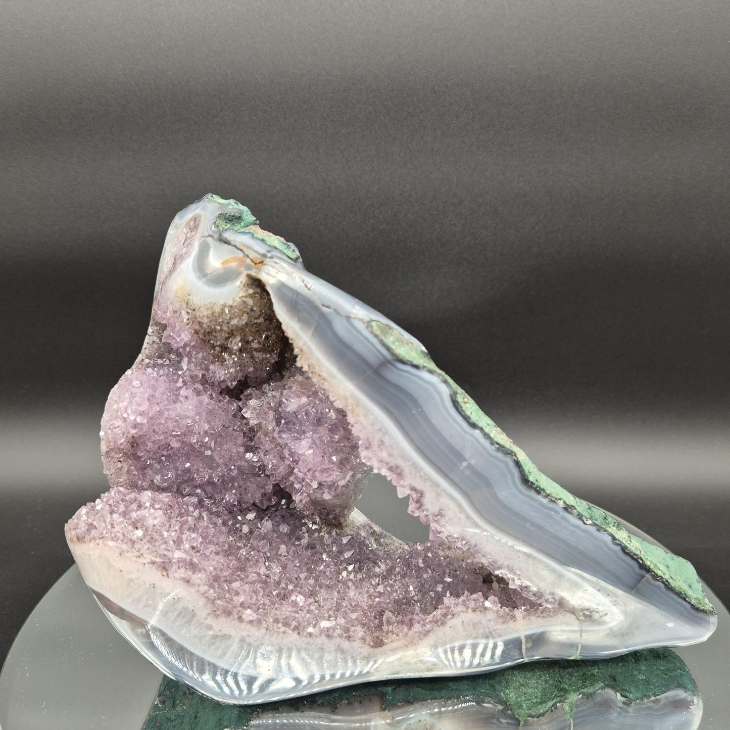 AAA+ Super Unique Amethyst with Blue Banded Agate Formation Brazil 5.87 lbs 9x7x5 Collector Crystal Crystal Hoarder