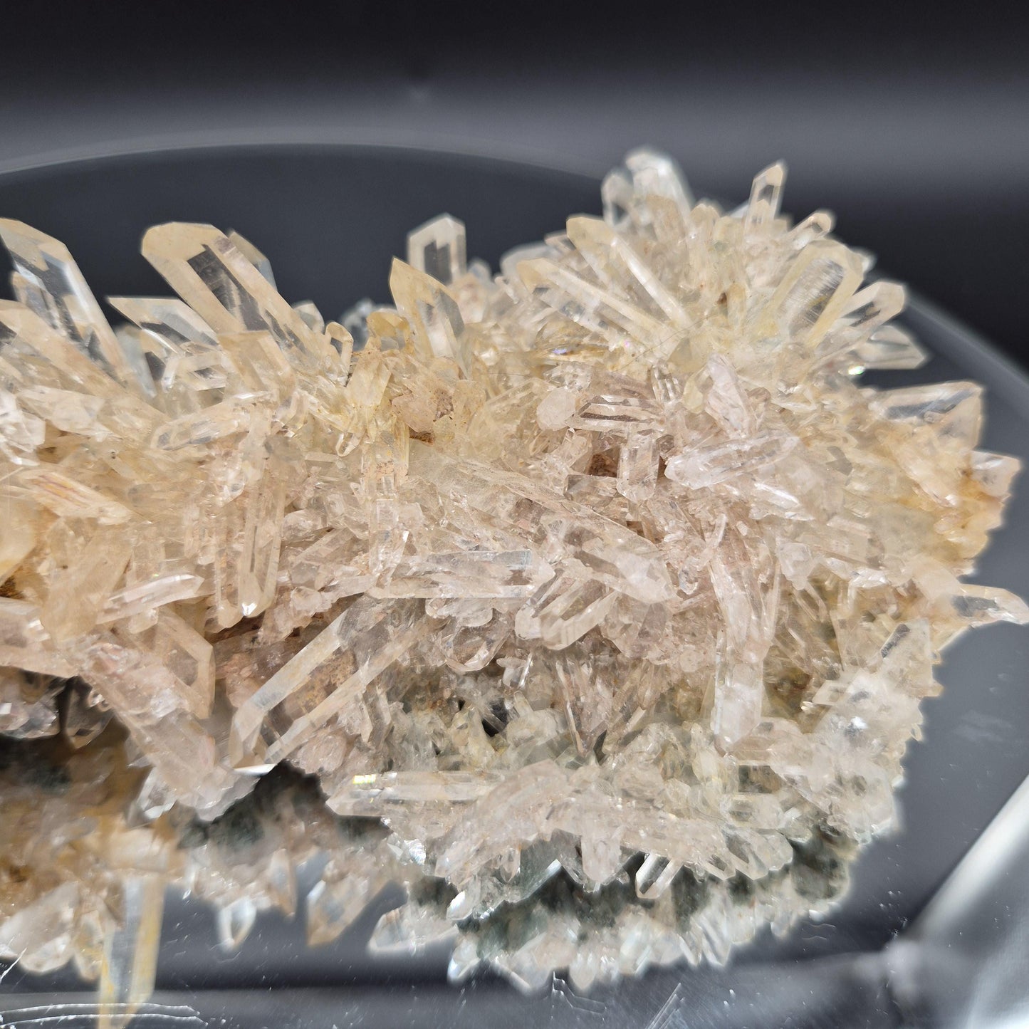 Super Rare Museum Quality Pink Lemurian Tri-Color Quartz Cluster - Golden Healer & Fuchsite - Colombia - Water Clear Points - 1.31 lbs 8in Crystal Hoarder