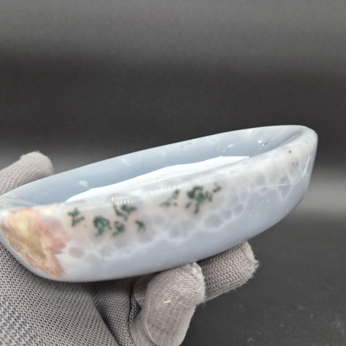 AAA+ Blue Banded Agate Quartz Bowl Brazil 6x5x1.5 1.72 lbs Crystal Hoarder