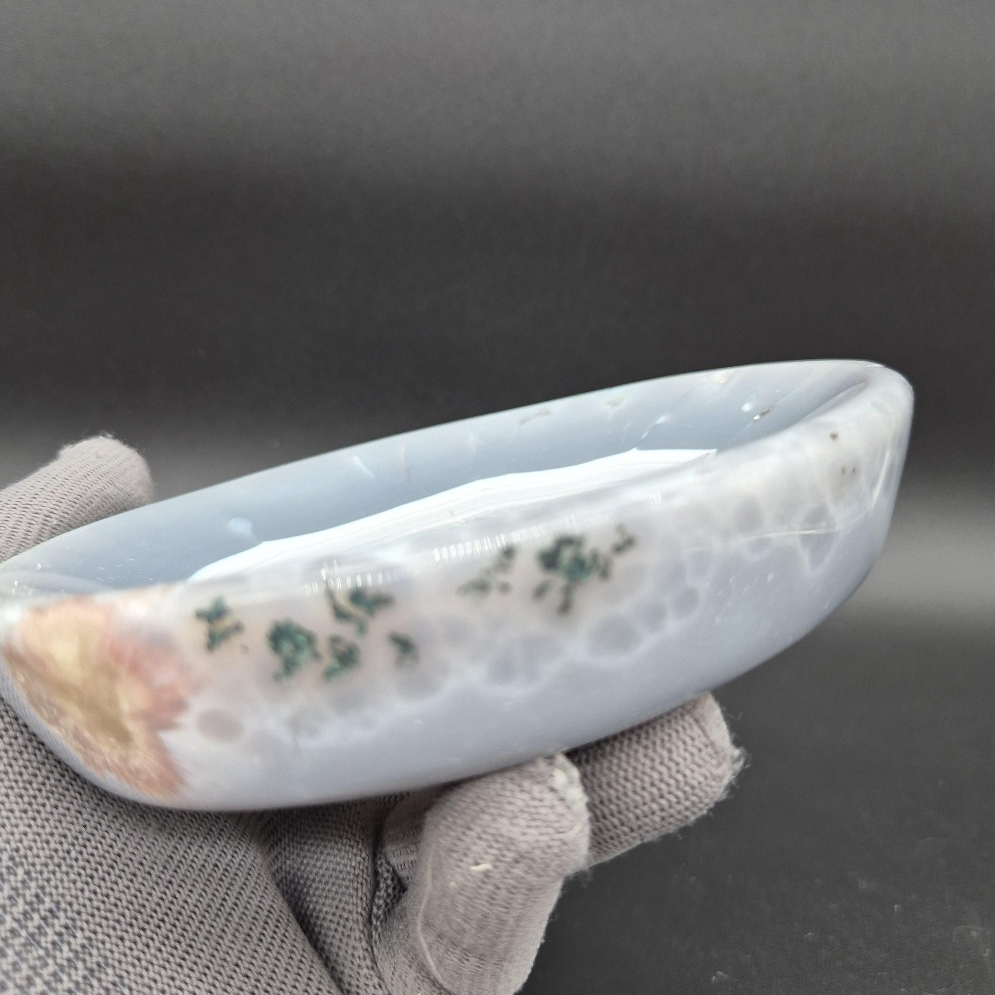 AAA+ Blue Banded Agate Quartz Bowl Brazil 6x5x1.5 1.72 lbs Crystal Hoarder
