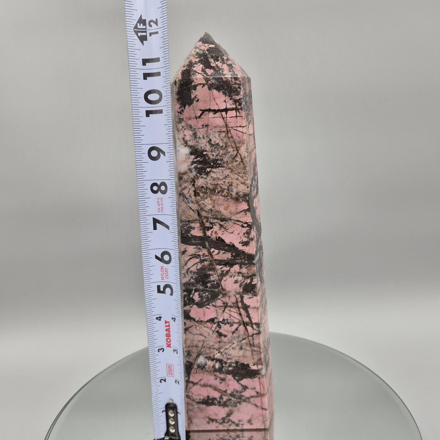 AAA+ Rhodonite Tower – 12 x 3in, 6.31 lbs – Natural Polished Crystal Healing Stone Crystal Hoarder