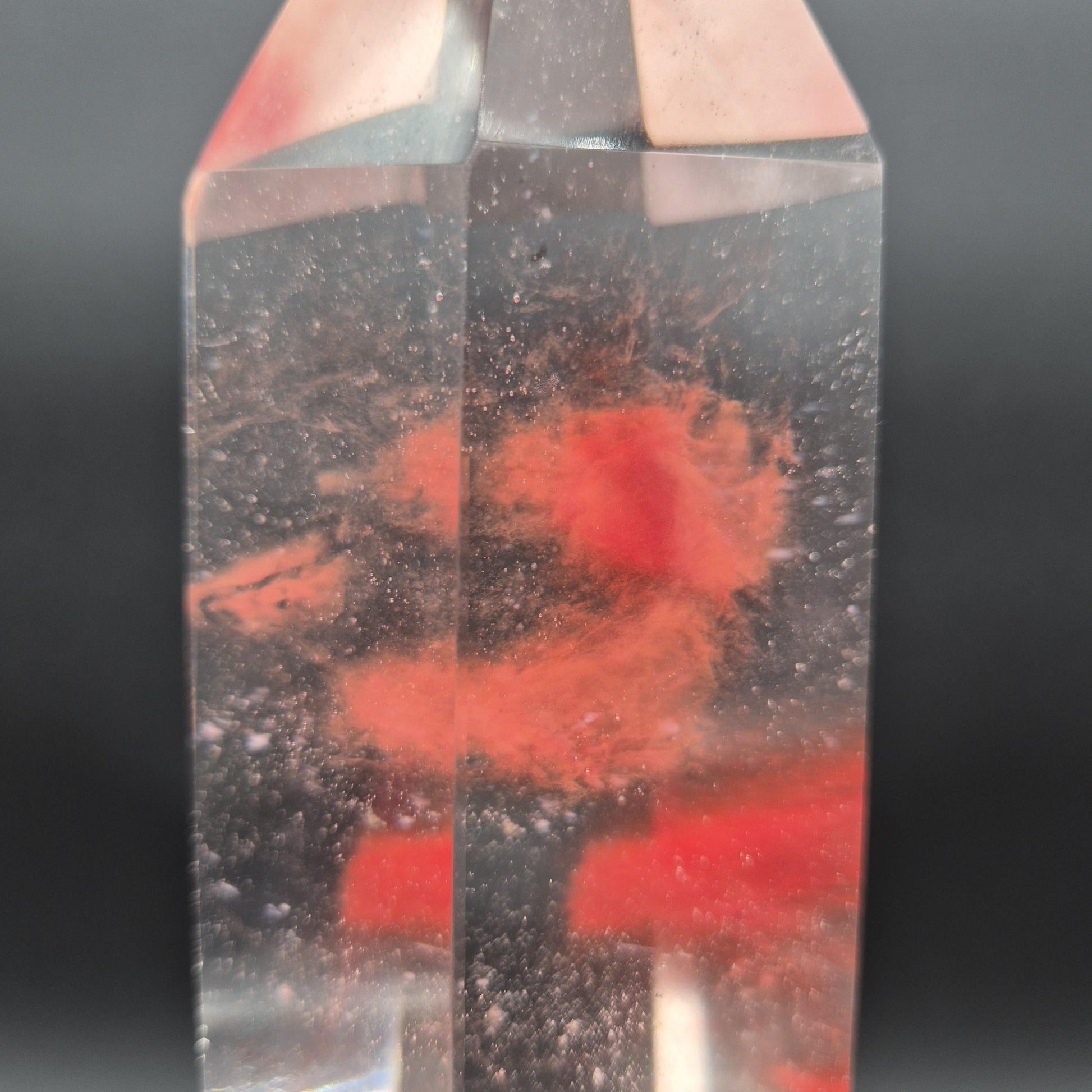 Rare Smelting Quartz Tower with Red Cloud Inclusions - Clear Quartz Crystal Tower - Natural Formation Specimen - 6.52 lbs | 13.5in Tall Crystal Hoarder