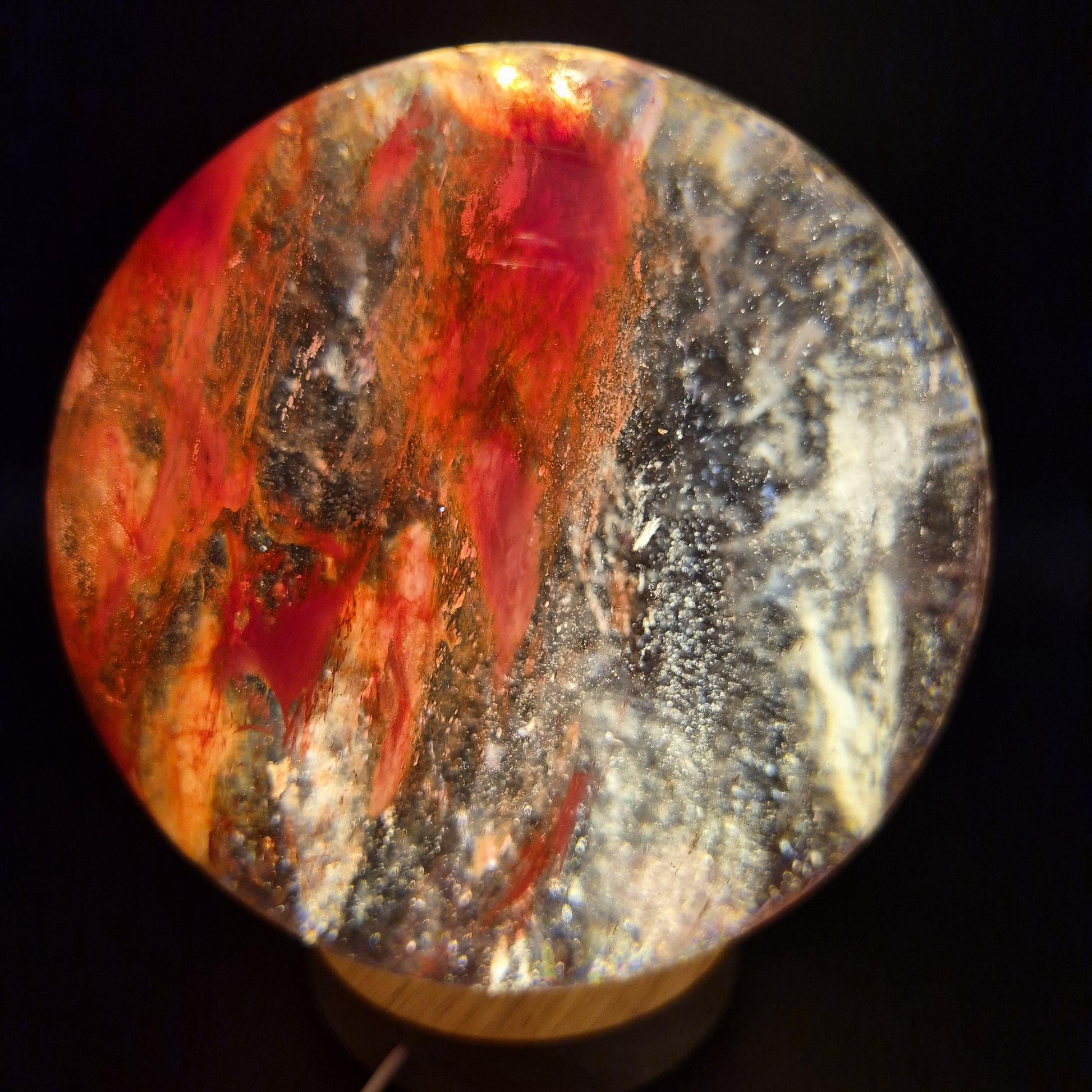 12.65 lbs - 6.5in (165mm) Huge AAA+ Red Smelt Quartz Sphere  Crystal Ball - Deep Red Glass Sphere - Optional LED Light Base Crystal Hoarder