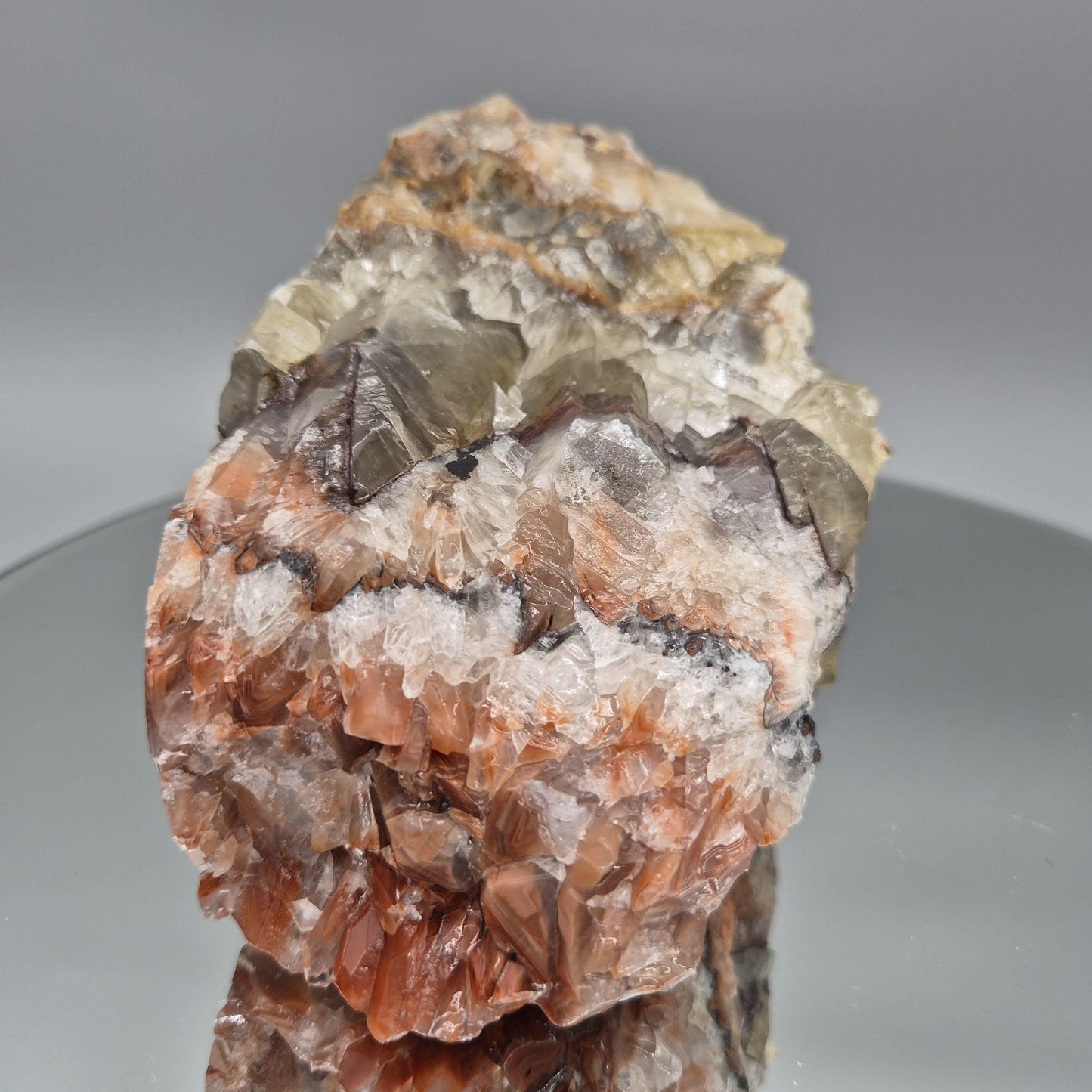 AAA+ Tri-Color Rainbow Banded Calcite Cluster - 7in, 3.6 lbs - Chihuahua Mexico Calcite, Natural Mineral Display Specimen Crystal Hoarder