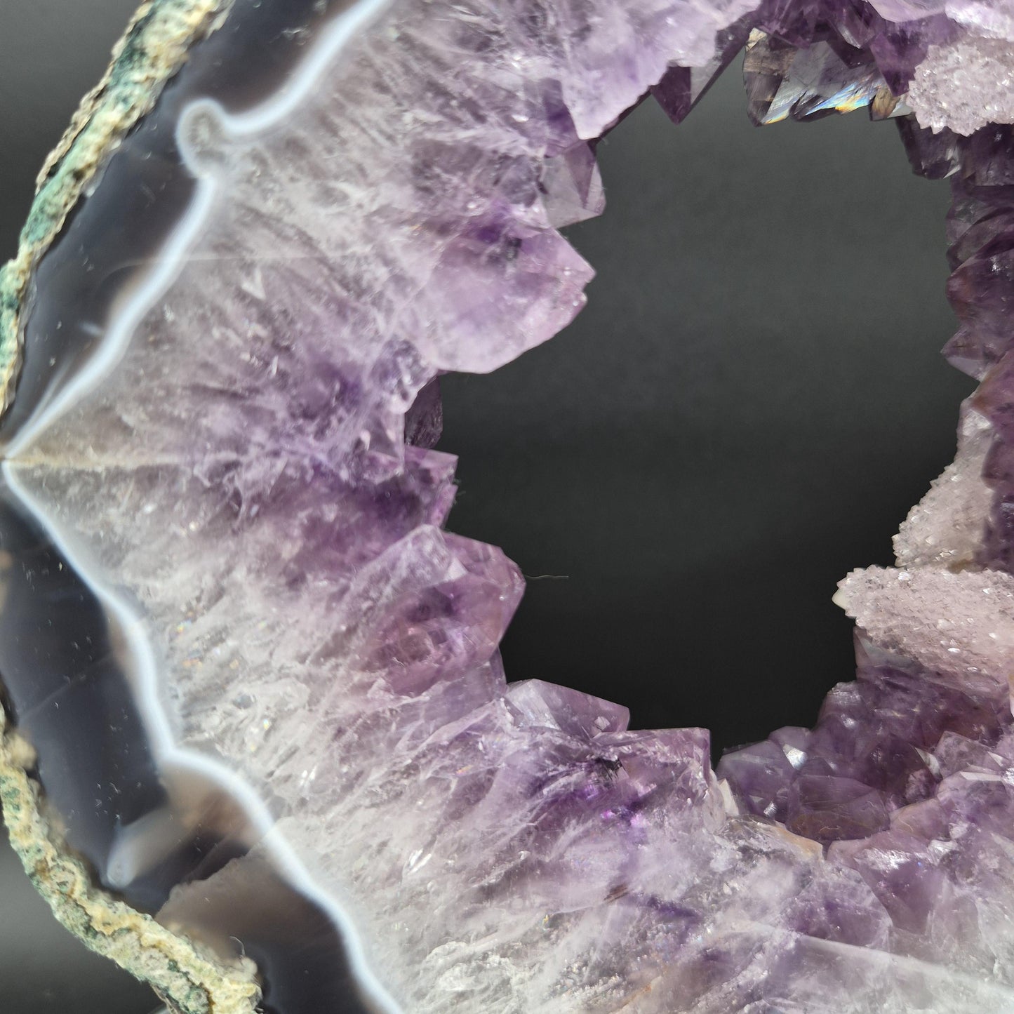 Super Rare AAA+ Amethyst Portal with UV Reactive Calcite Quartz Blue Agate Brazil 5.07 lbs 9.5x7.5x1.5 Collector Crystal Crystal Hoarder