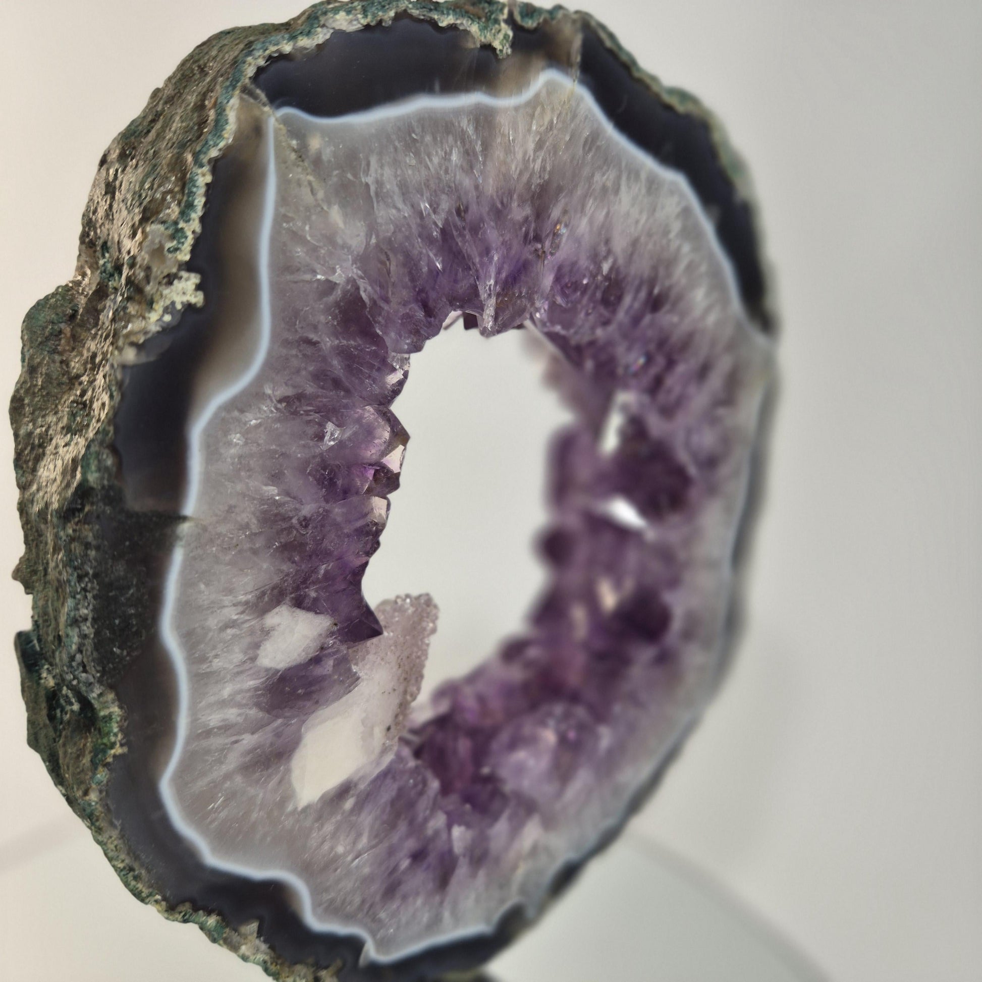 Amethyst Portal | Blue Banded Agate, Druzy Sugar Calcite Crystal Specimen Crystal Hoarder