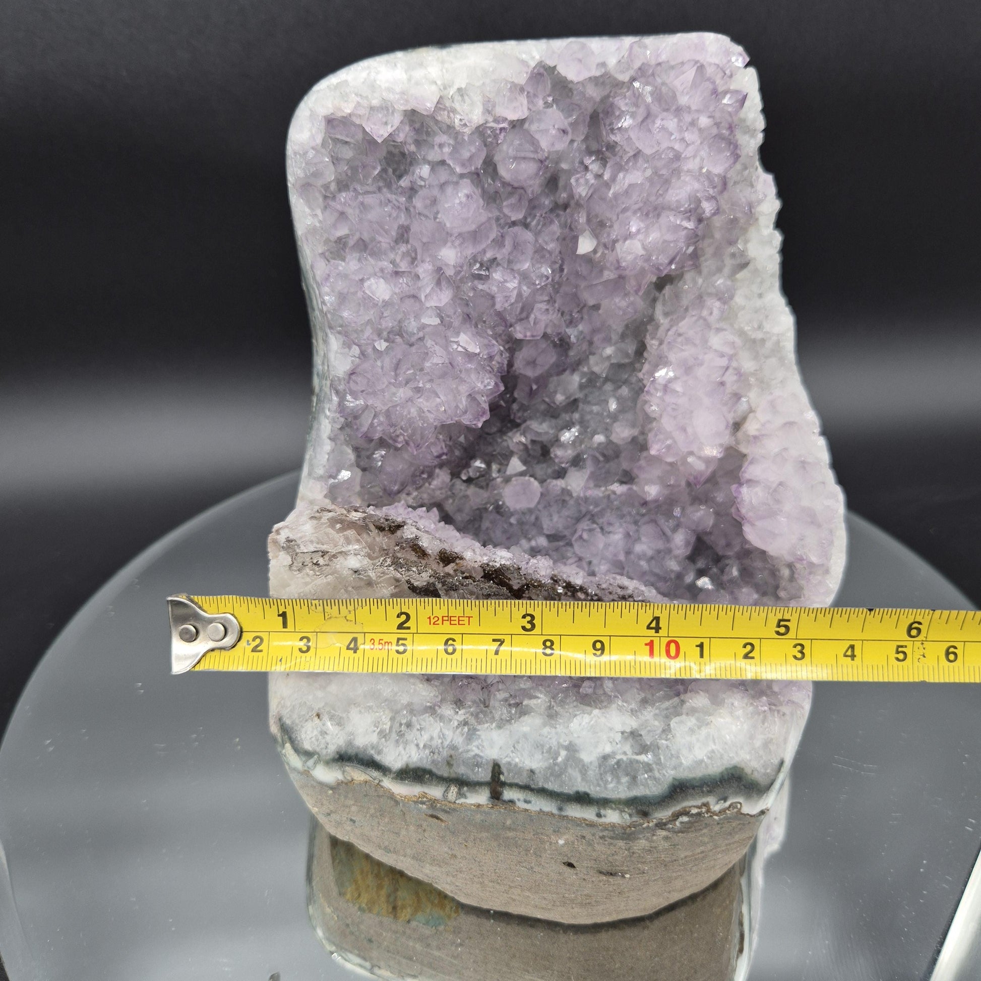 Amethyst with Calcite and Sugar Hematite Brazil Crystal Cluster 9.32 lb 6.5x6.5x6.5 Mineral Specimen Display Crystal Hoarder