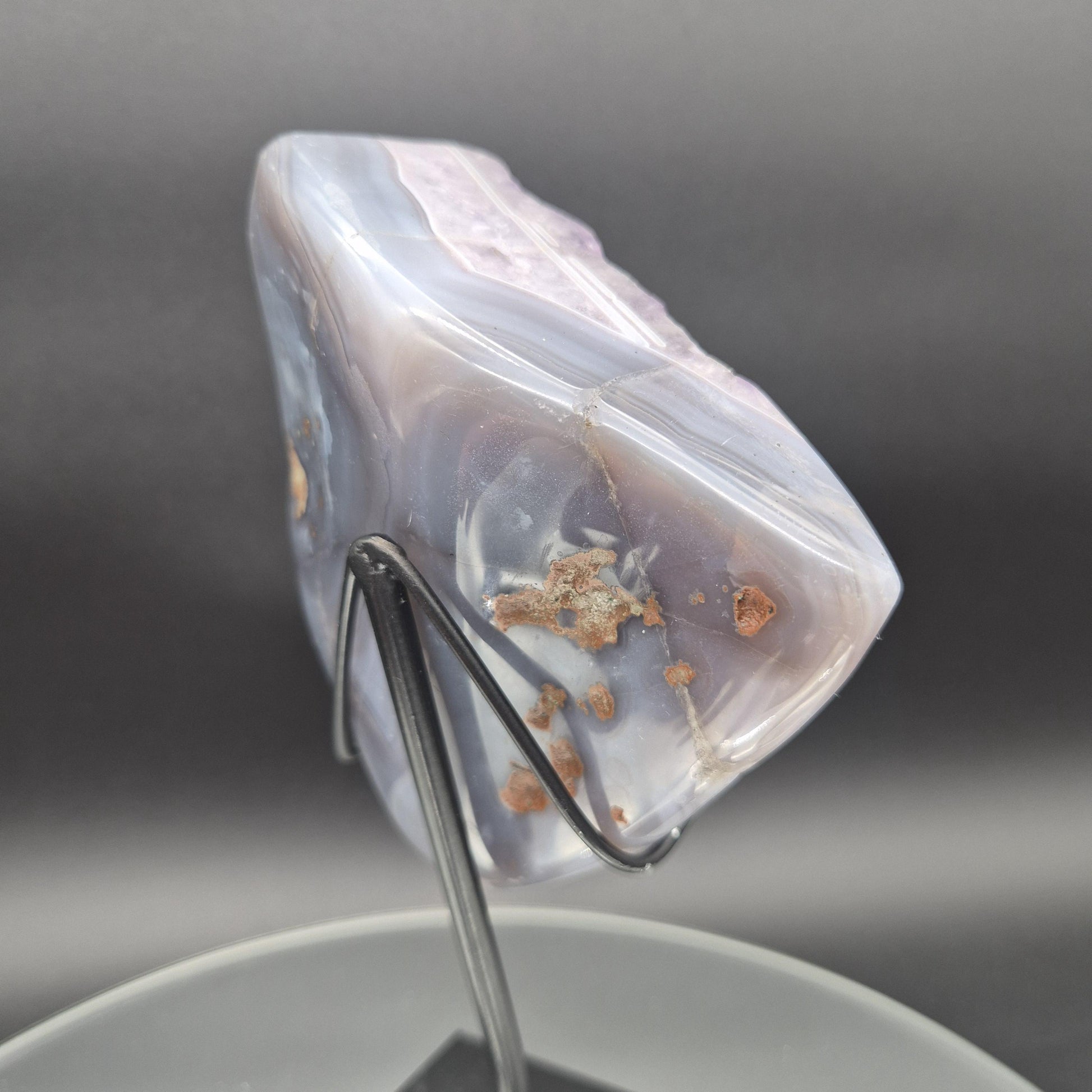 Amethyst with Blue Banded Agate on Stand 5x5x2 2.21 lbs Brazil Crystal Hoarder