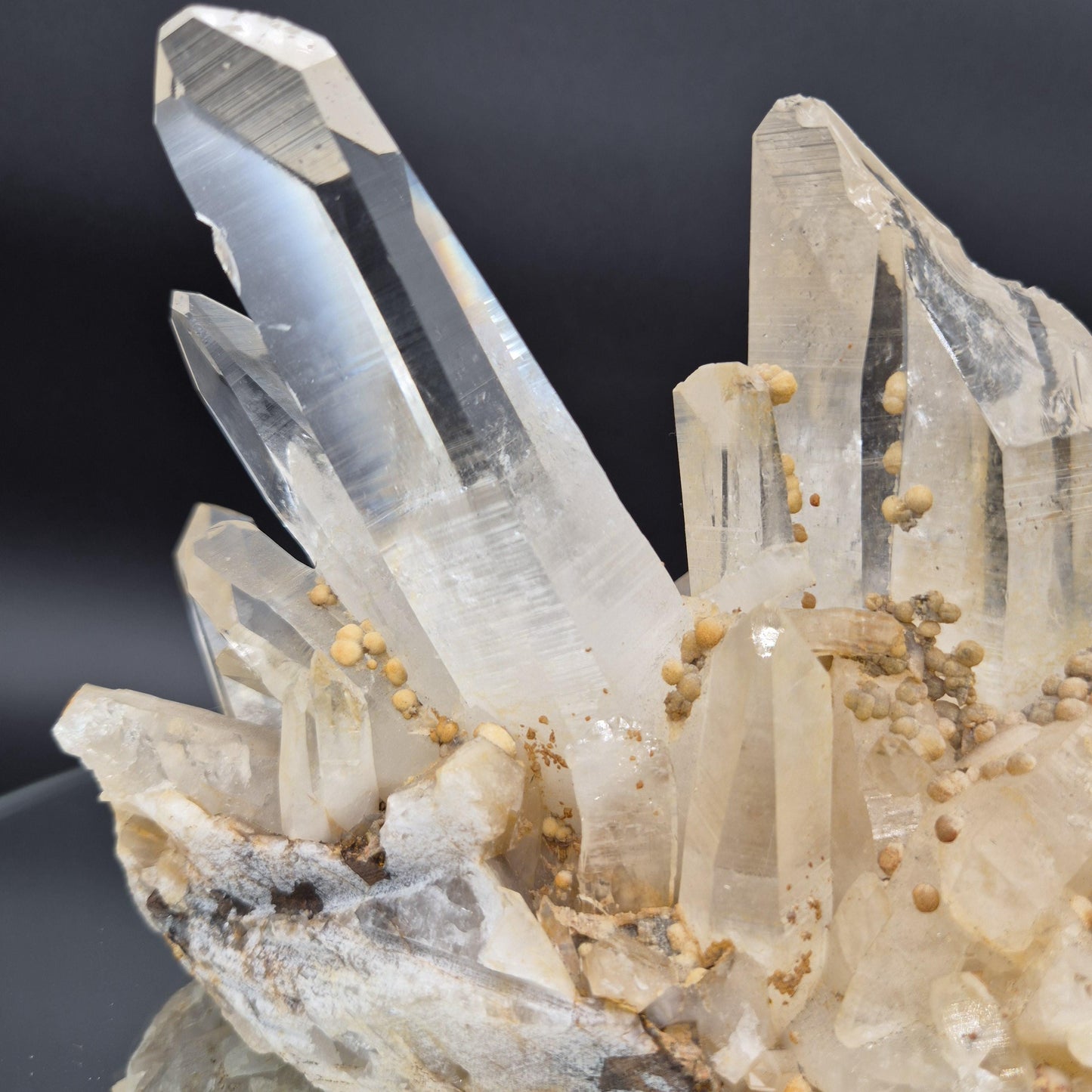 Huge Golden Healer Clear Lemurian Quartz Cluster with Rare Calcite Balls - 5 lb, 8 x 5in Crystal Hoarder