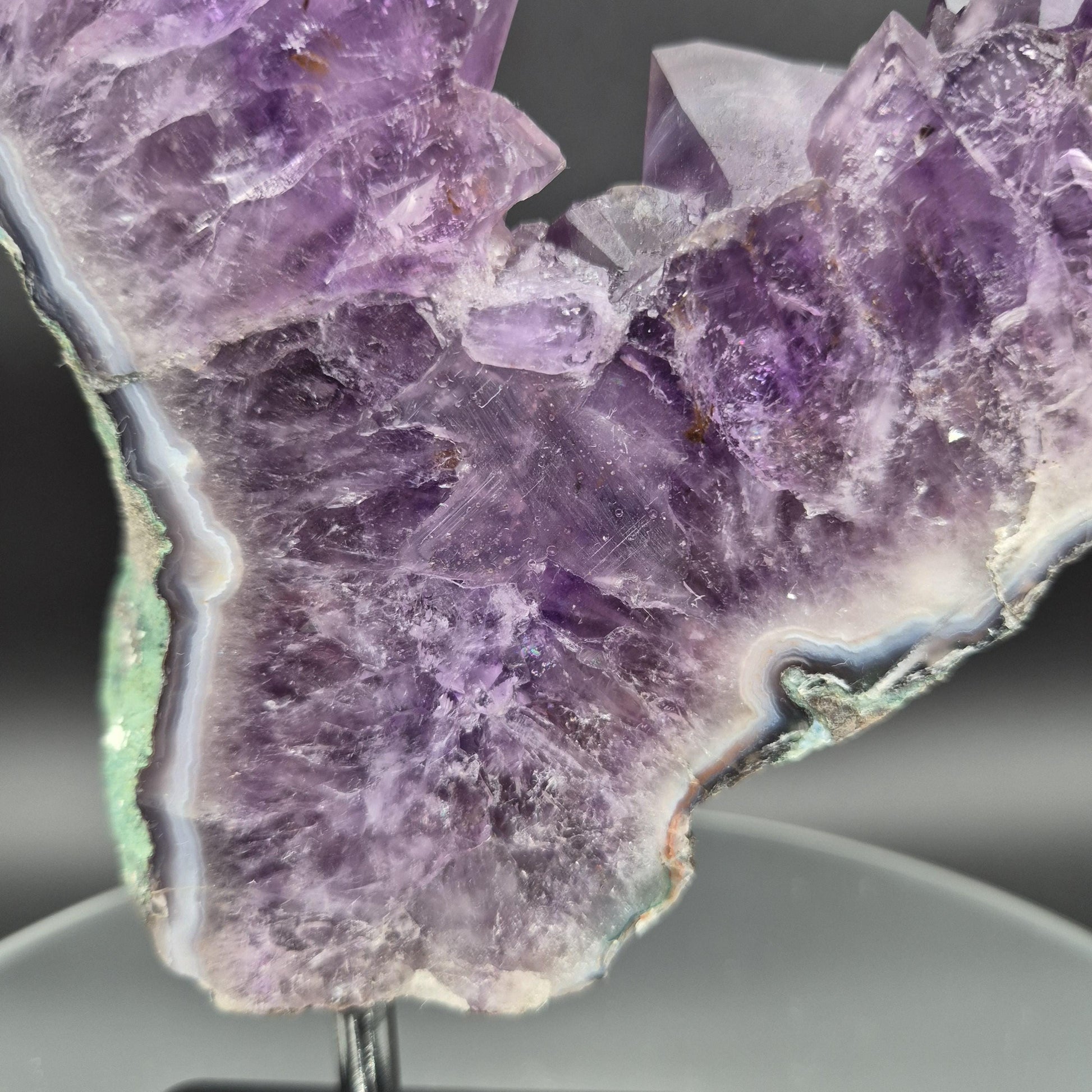 Amethyst Portal with Calcite Large Brazilian Crystal Slab 8.59 lb 17x11x1.5 Statement Display Piece Crystal Hoarder