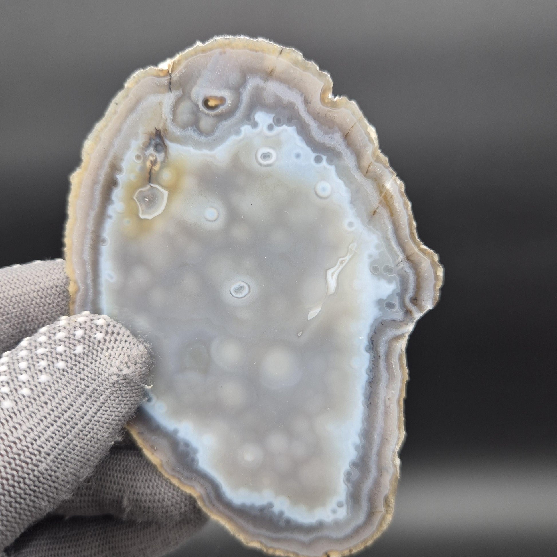 Natural Translucent Agate Slices - Set of 3 | 4in, 4.5in, 5in | Polished Quartz Crystal Decor | 0.55 lbs Crystal Hoarder