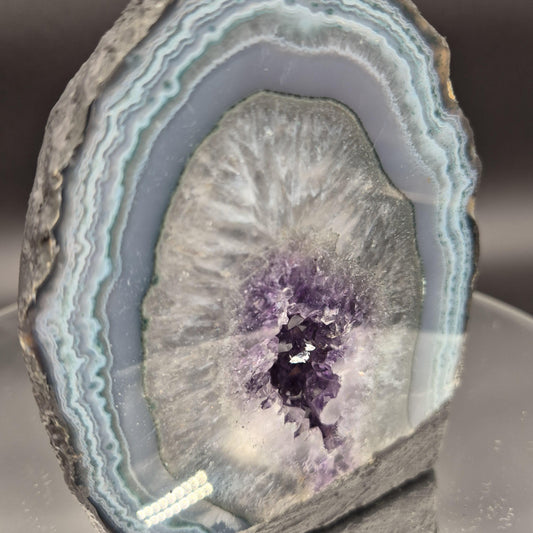 Super Rare Amethyst Cathedral Green and Blue Banded Agate Uruguay 5x4x3 3.09 lbs Crystal Hoarder