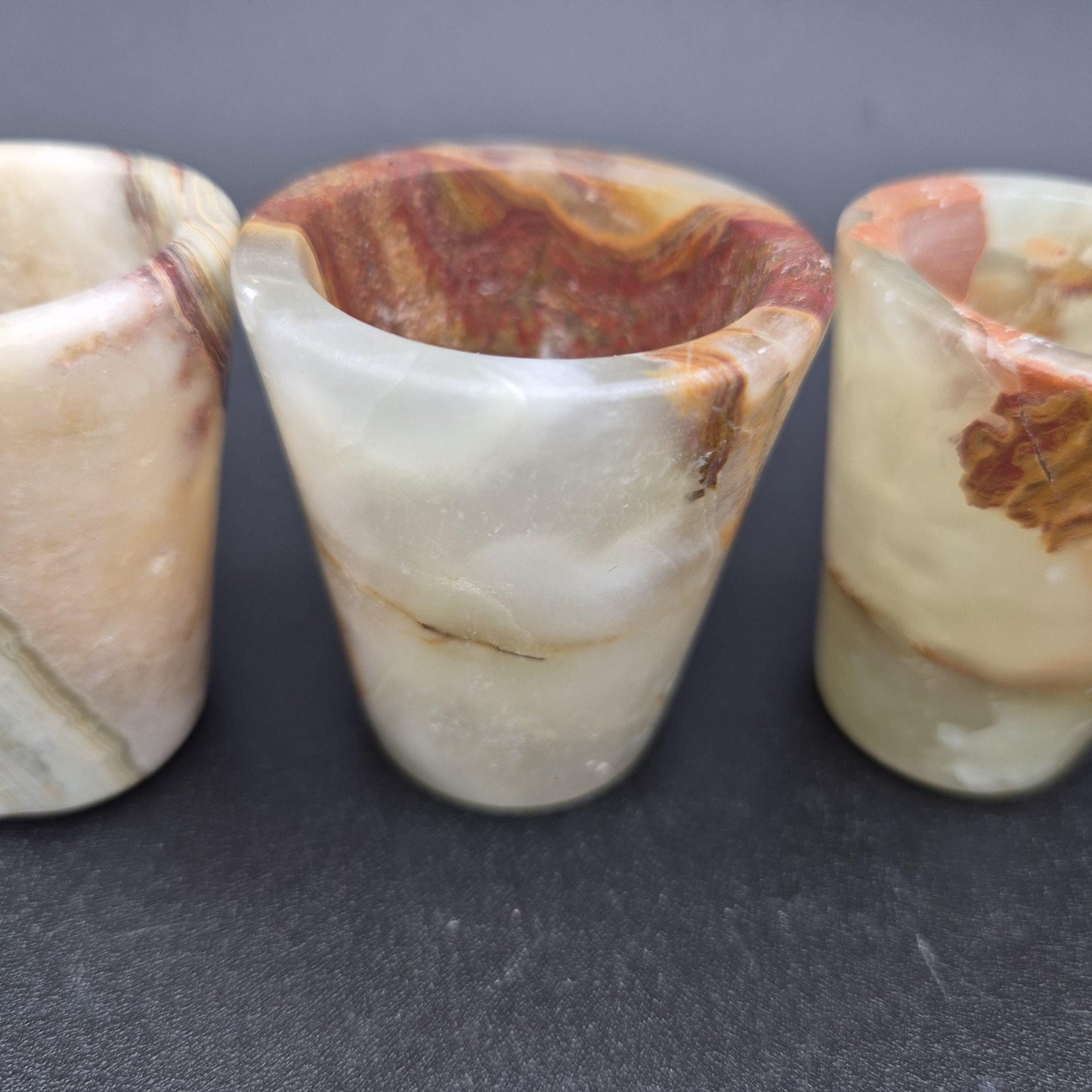Set of 6 Green Onyx Shot Glasses | Natural Stone Drinkware | Hand Carved Crystal Cups | 2.25 inch Crystal Hoarder