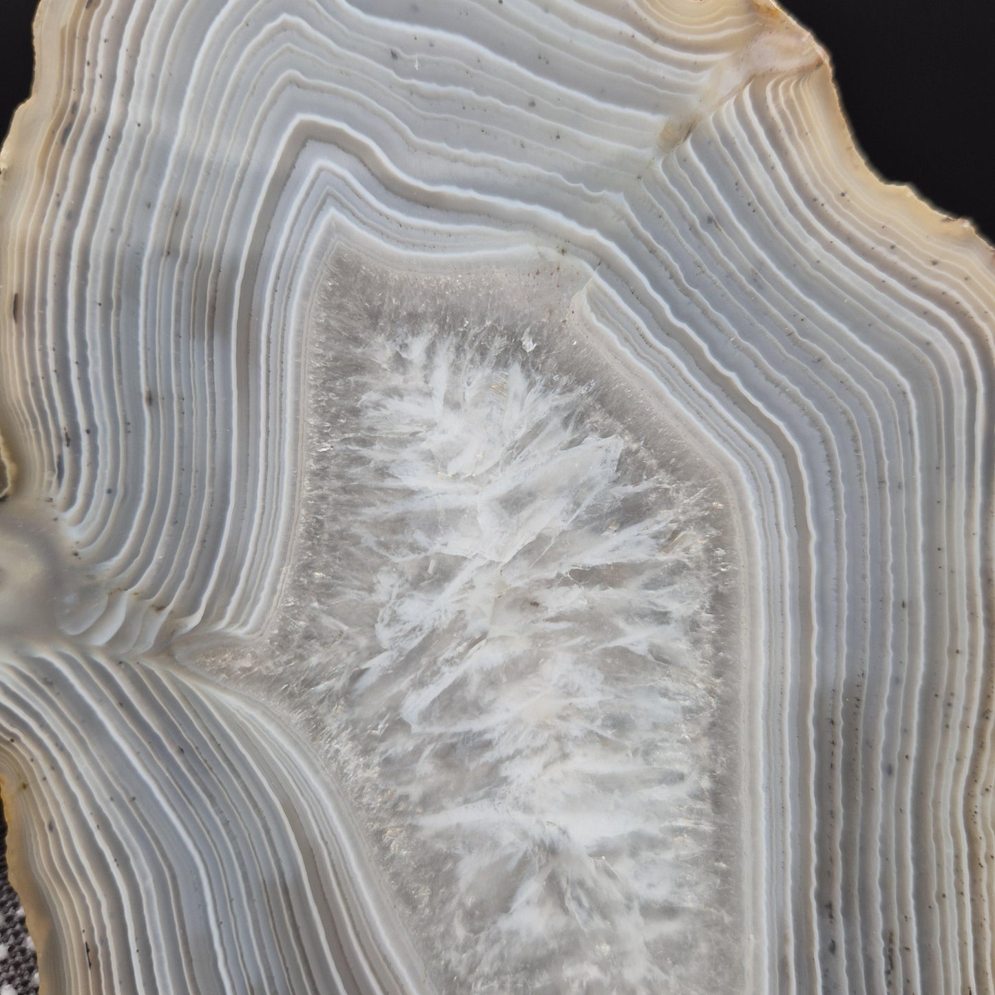 AAA+ Quartz with Tight Blue Banded Agate Double Sided Polished Uruguay 1.34 lbs Crystal Hoarder Crystal Hoarder