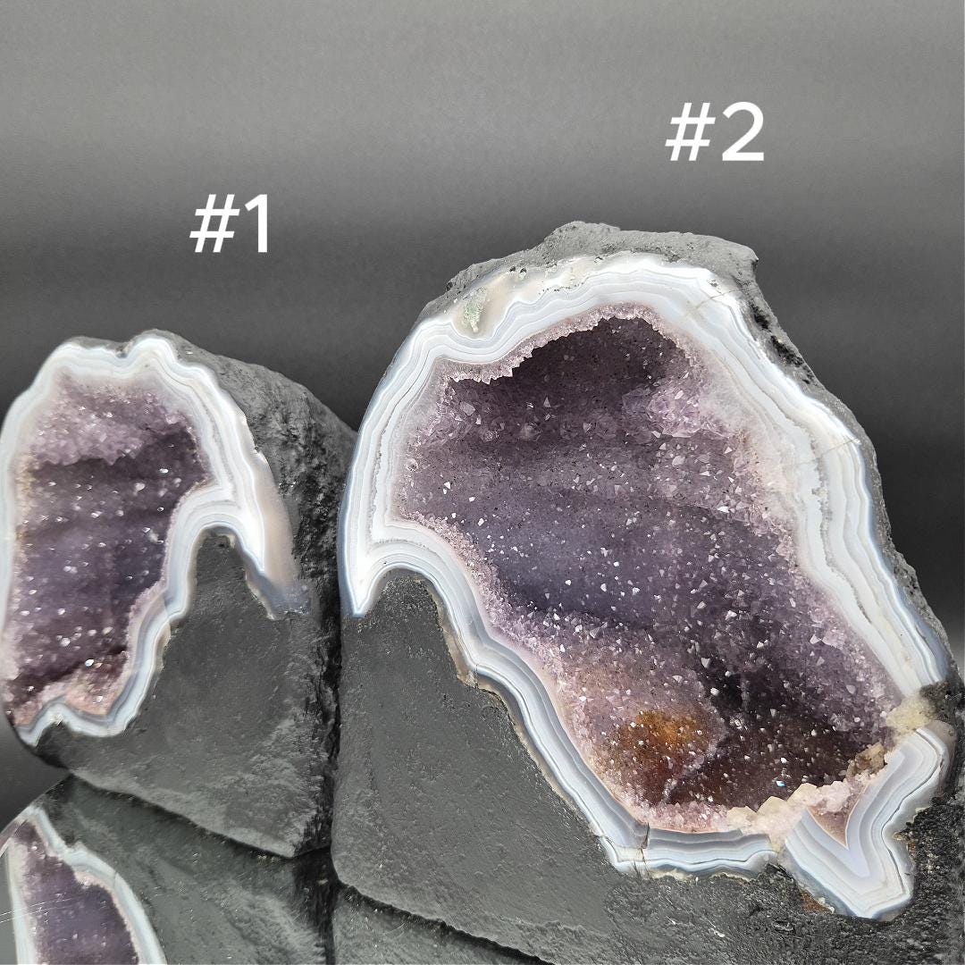 AAA+ Deep Galaxy Amethyst Cathedral Blue Banded Agate Brazil Choose Your Piece 11.48 lbs or 10.17 lbs Crystal Hoarder