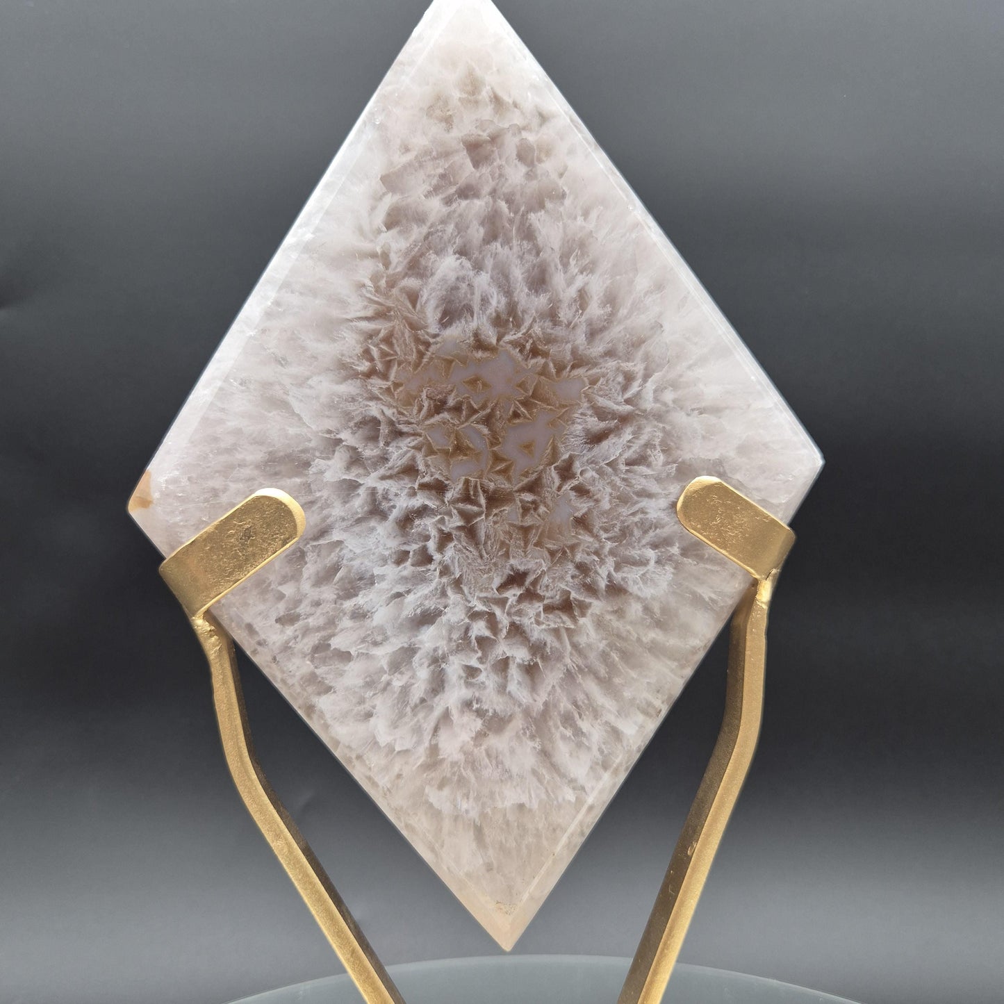 AAA+ Huge Sugar Druzy Hematite Agate Diamond on Gold Stand | Brazil Crystal Sculpture | 4.19 lbs Crystal Hoarder