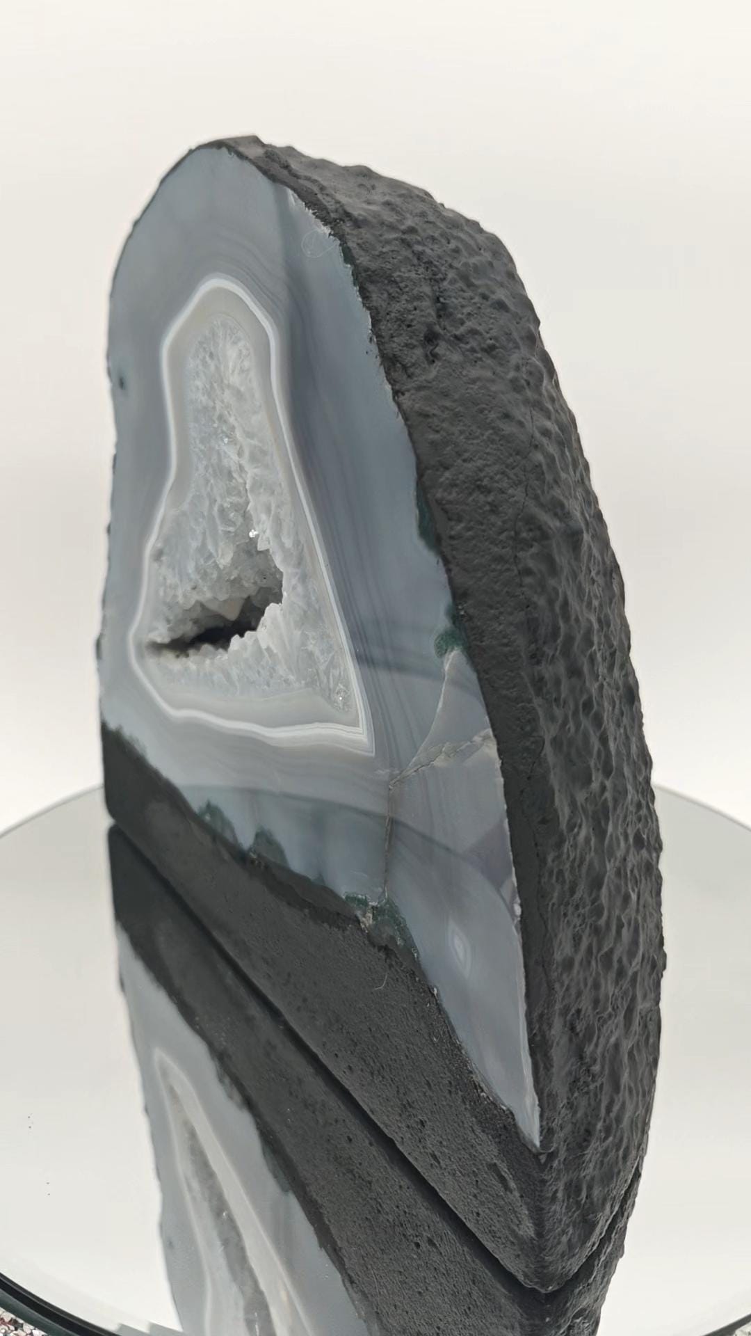 Blue Banded Agate Cathedral with Quartz - 14.53 lbs - Brazilian Agate Geode Display Crystal Hoarder