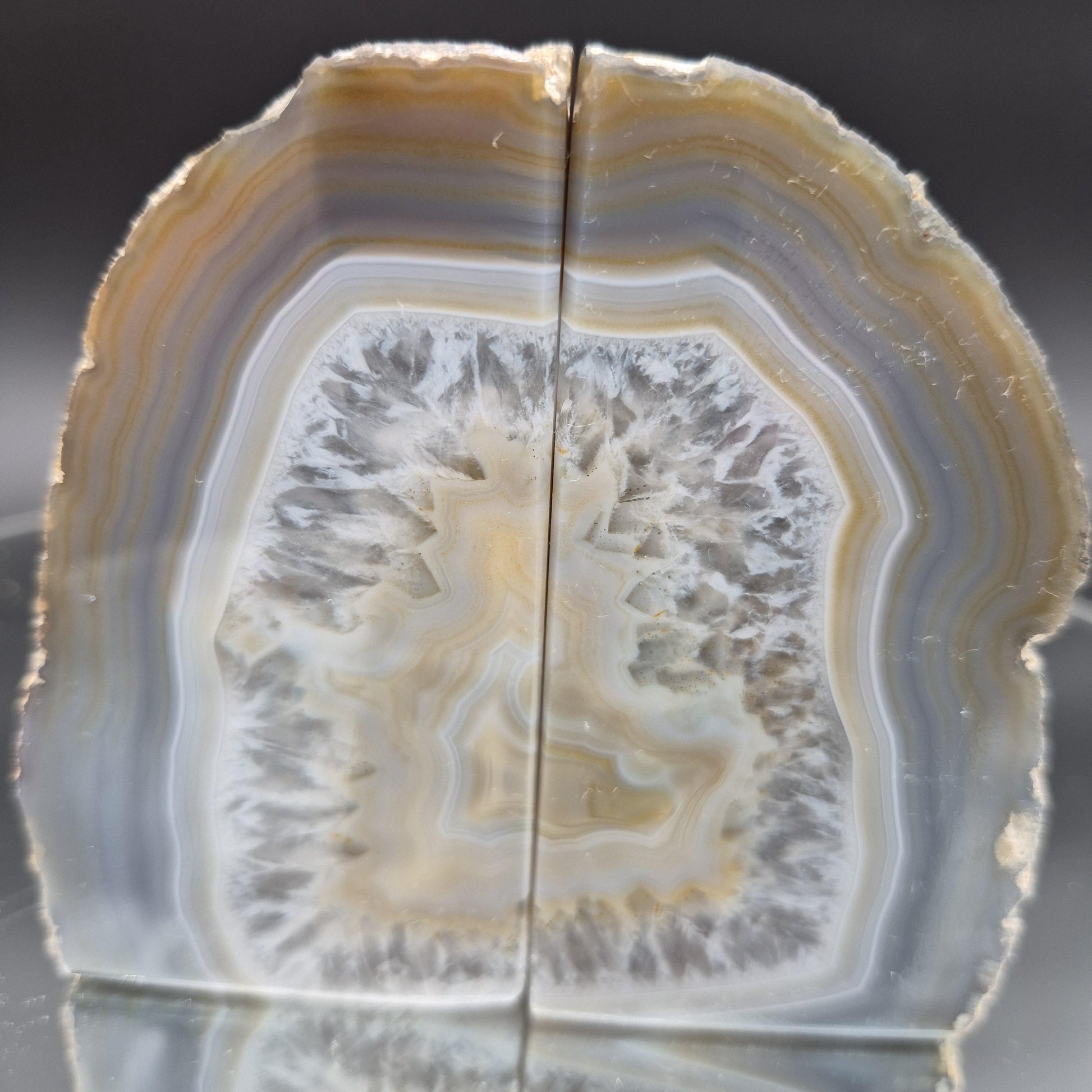 Two in One 2 Sided Blue Banded Agate Bookends from Brazil 1.44 lbs Crystal Hoarder
