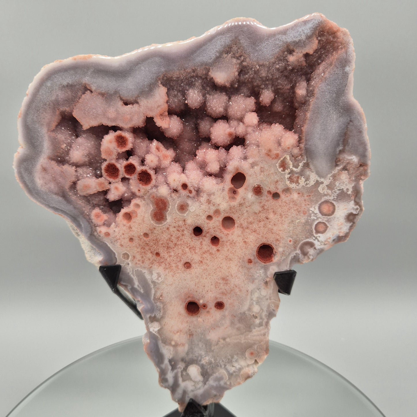 AAA+ Pink Druzy Amethyst with Deep Red Orbital & Bubble Formations | Rare Blue Agate Inclusion | Brazilian Statement Crystal Crystal Hoarder
